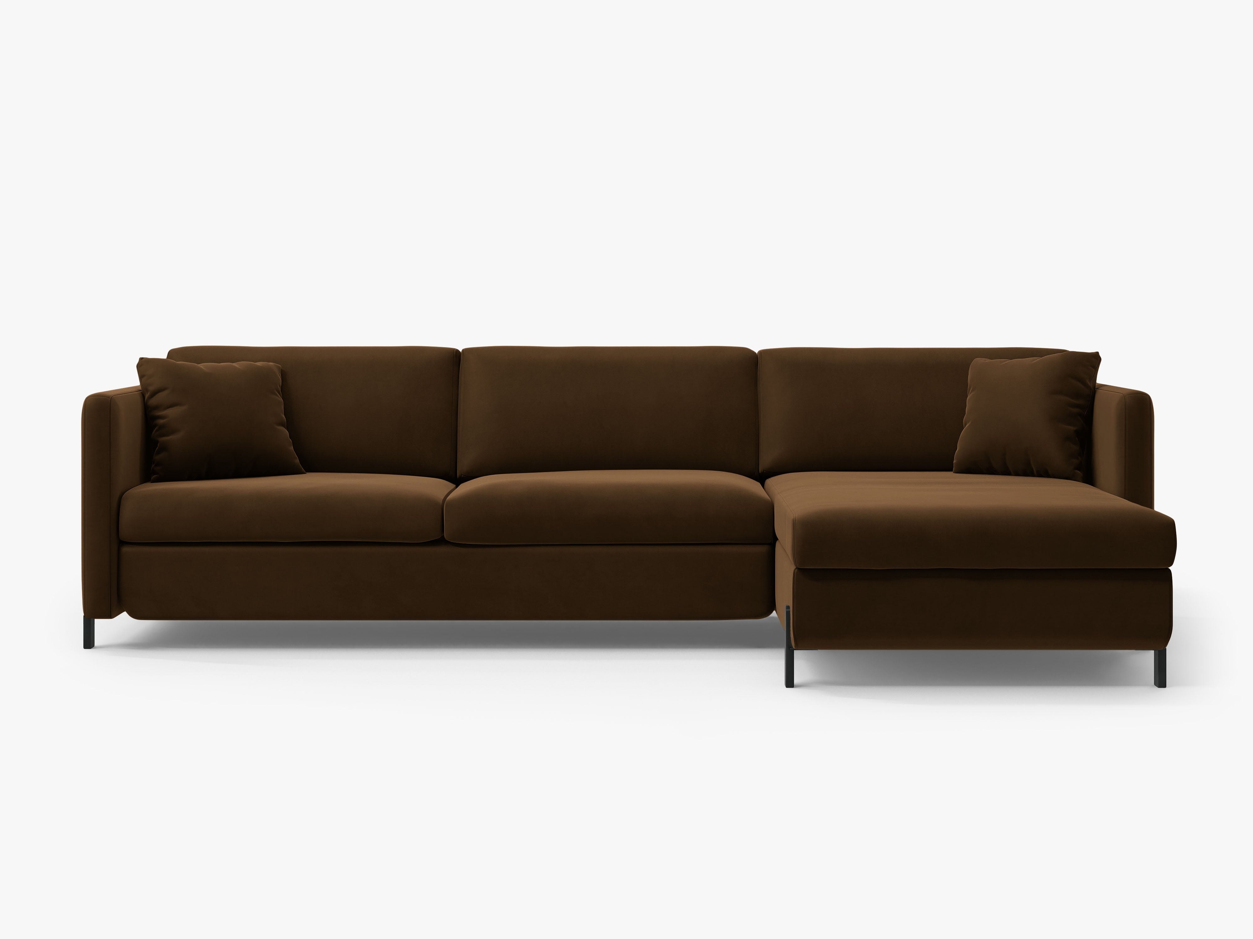 Velvet Right Corner Sofa with Bed Function, "Gloria", 5 Seats, Chocolate, 280x170x80
Made in Europe