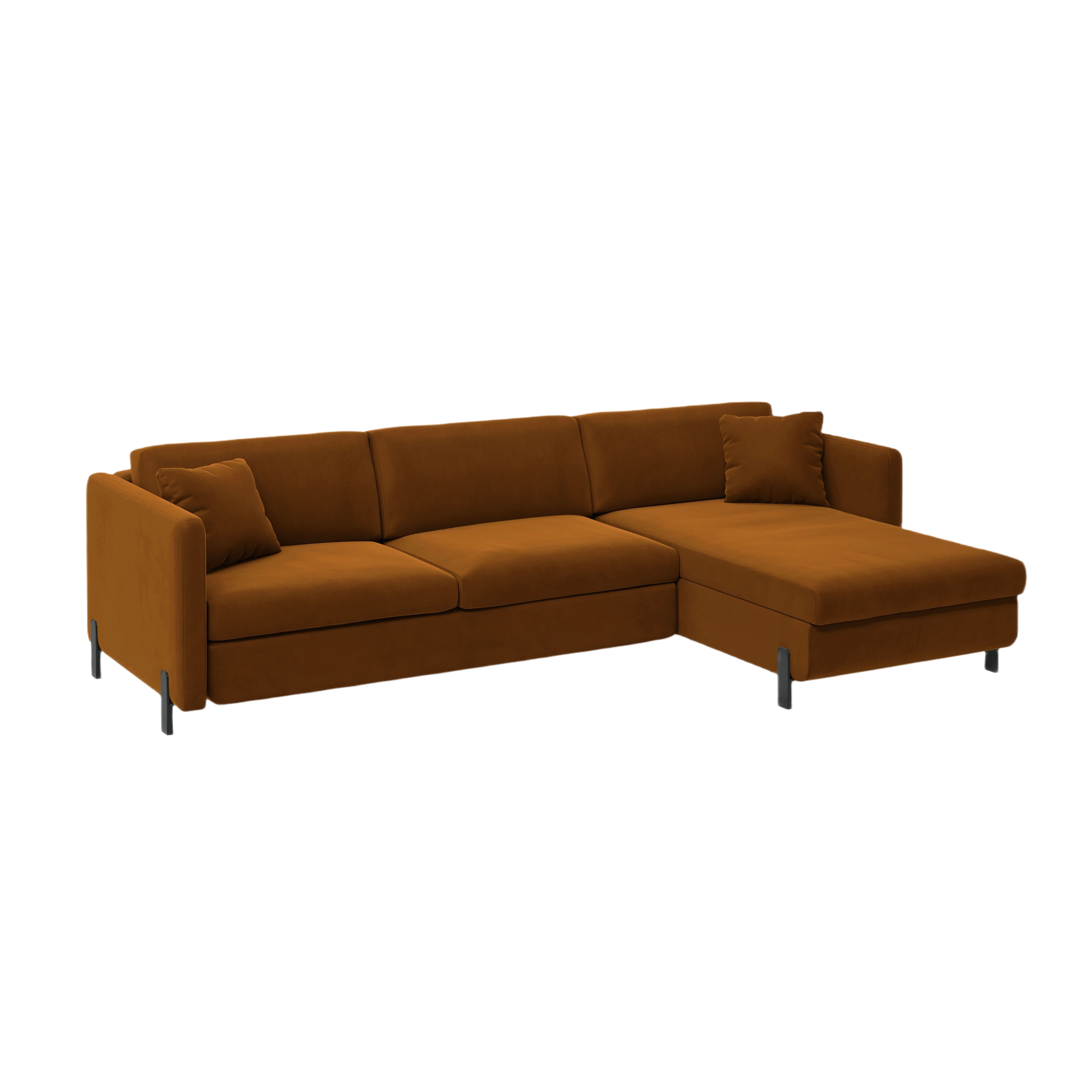 Samtrechter Ecksofa mit Bettfunktion, "Gloria", 5 Sitze, braun, 280x170x80
In Europa gemacht