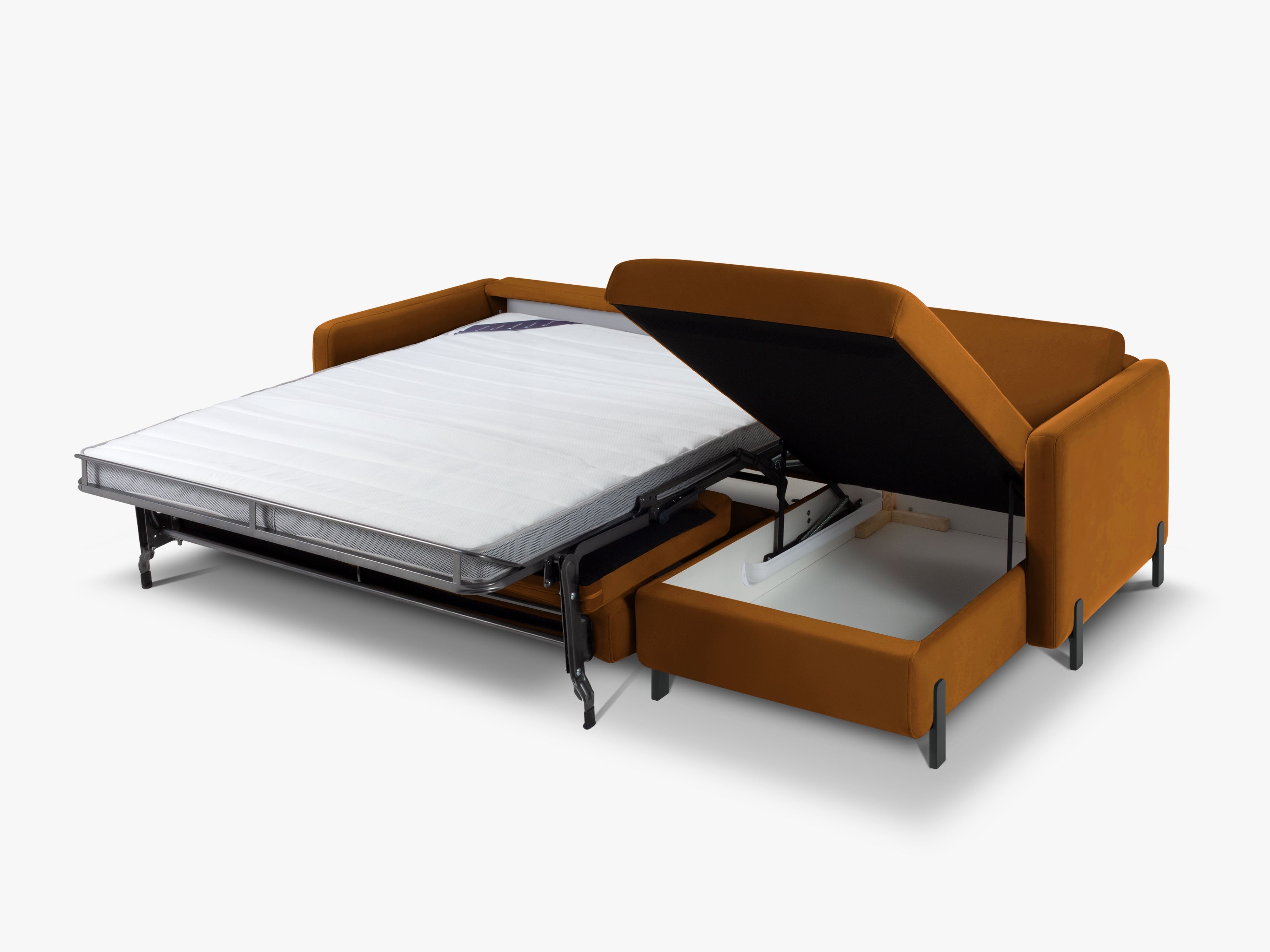 Samtrechter Ecksofa mit Bettfunktion, "Gloria", 5 Sitze, braun, 280x170x80
In Europa gemacht