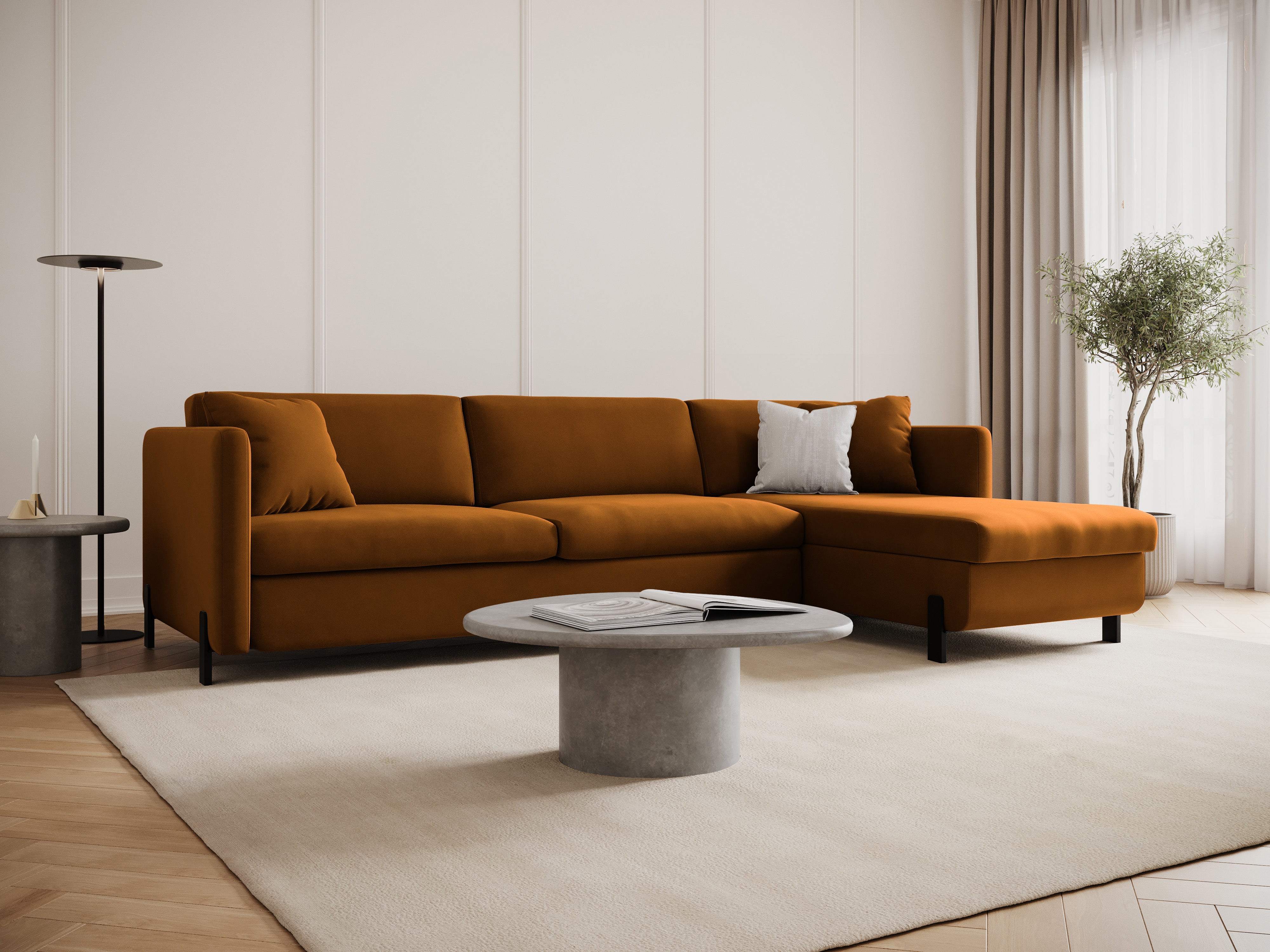 Samtrechter Ecksofa mit Bettfunktion, "Gloria", 5 Sitze, braun, 280x170x80
In Europa gemacht