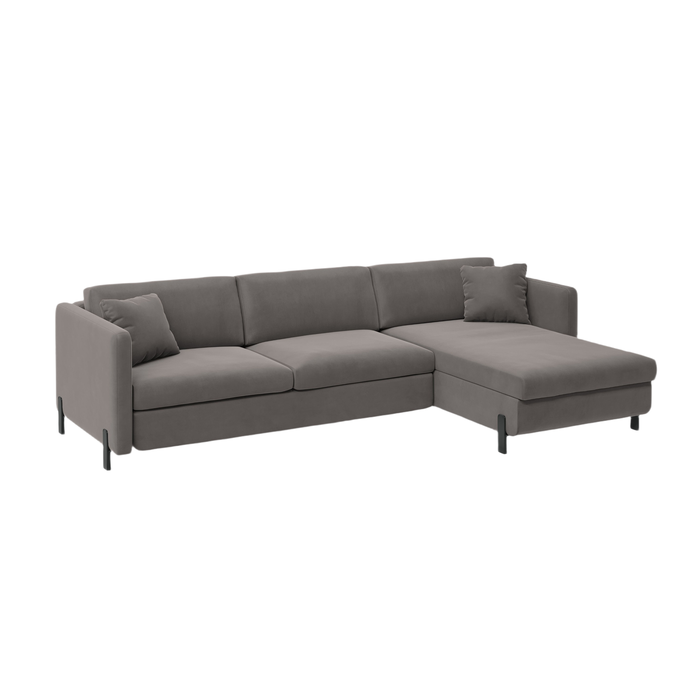 Samtrechter Ecksofa mit Bettfunktion, "Gloria", 5 Sitze, Grau, 280x170x80
In Europa gemacht
