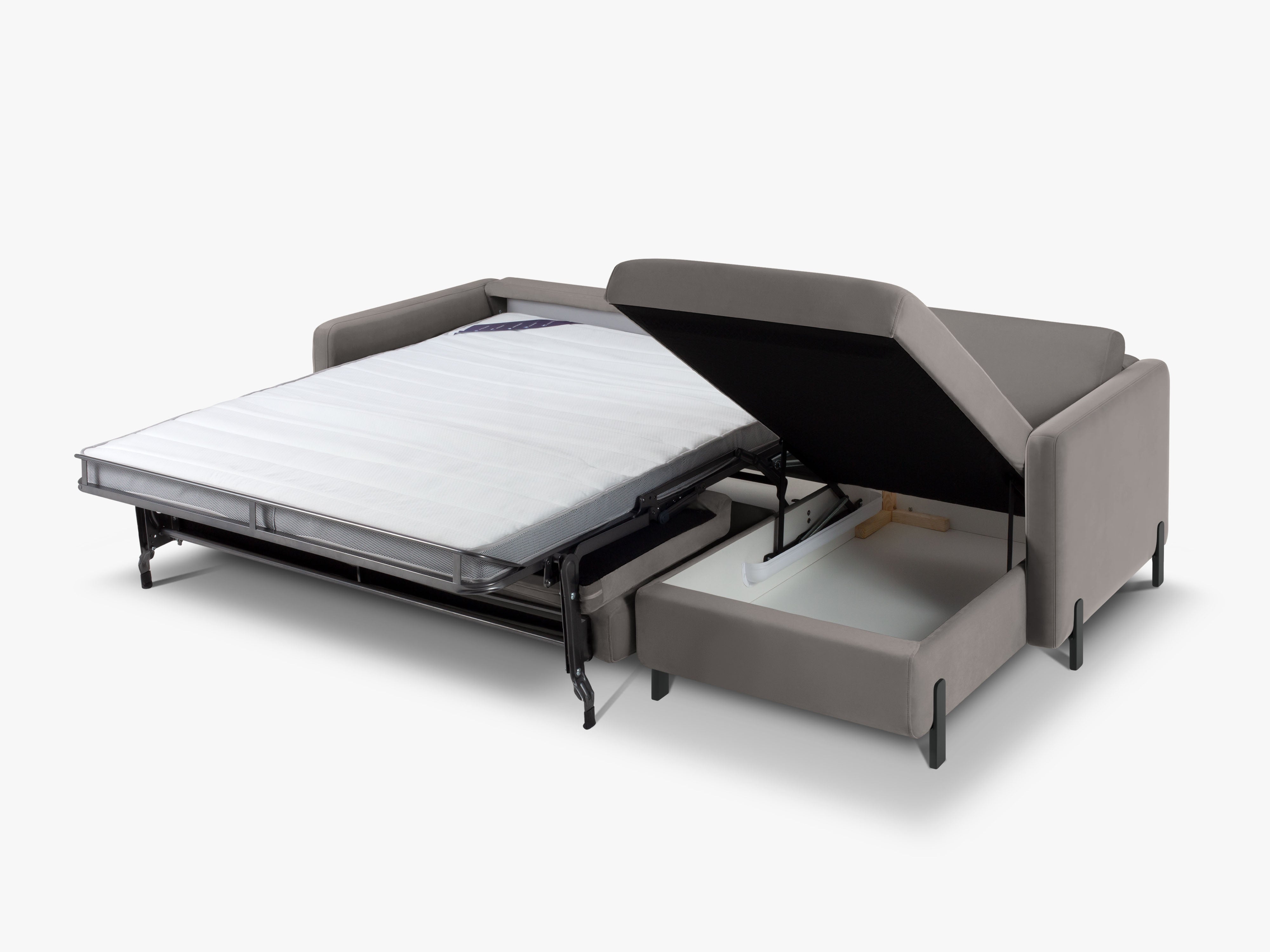 Samtrechter Ecksofa mit Bettfunktion, "Gloria", 5 Sitze, Grau, 280x170x80
In Europa gemacht