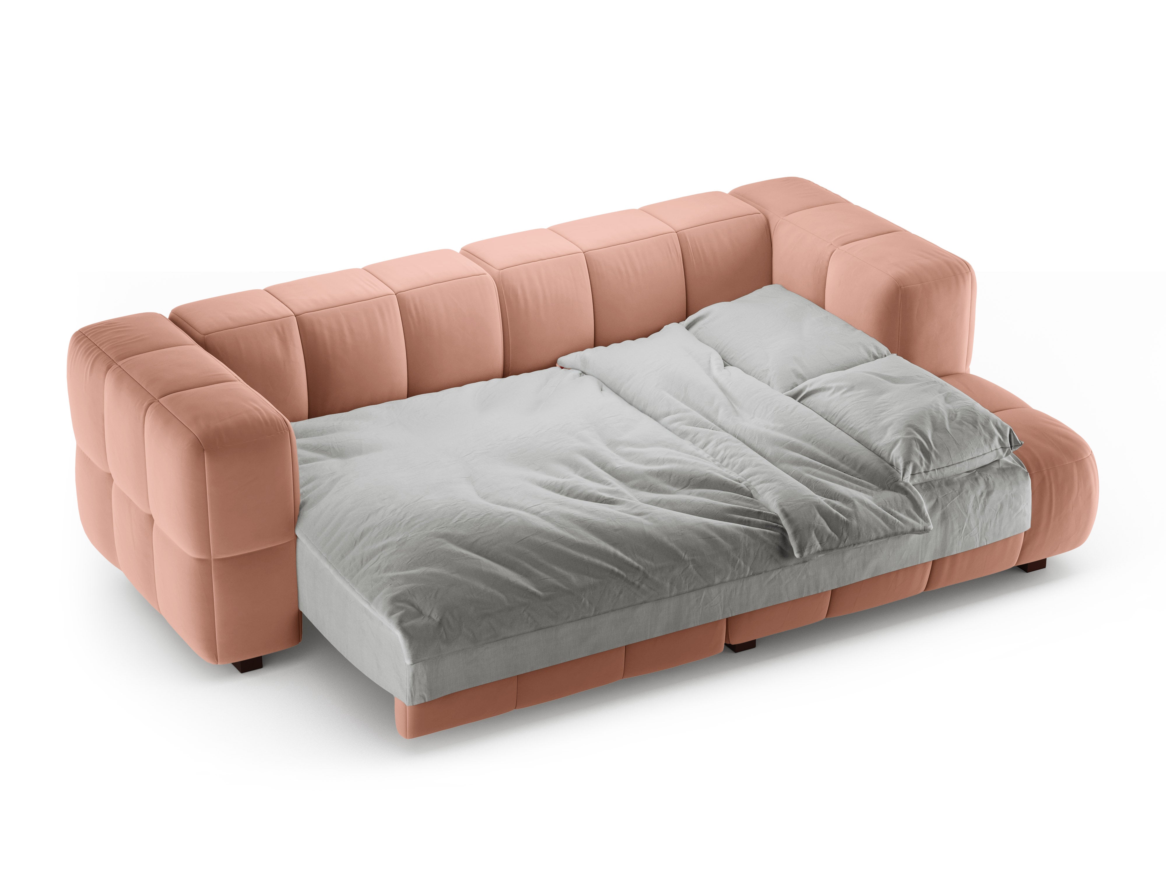Pink Velvet Right-Hand Corner Sofa Bed PUMA
