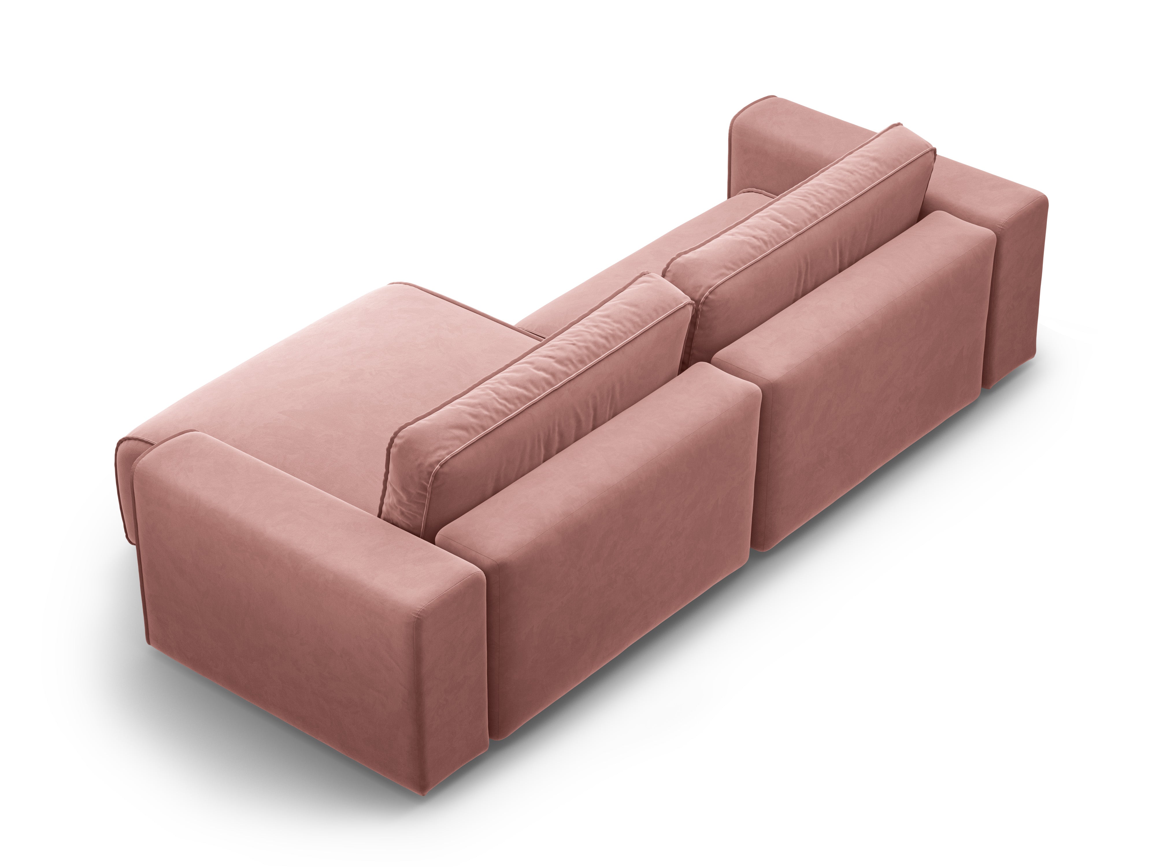 Right-facing velvet corner sofa for 3 people with sleeping function VICTOR pink