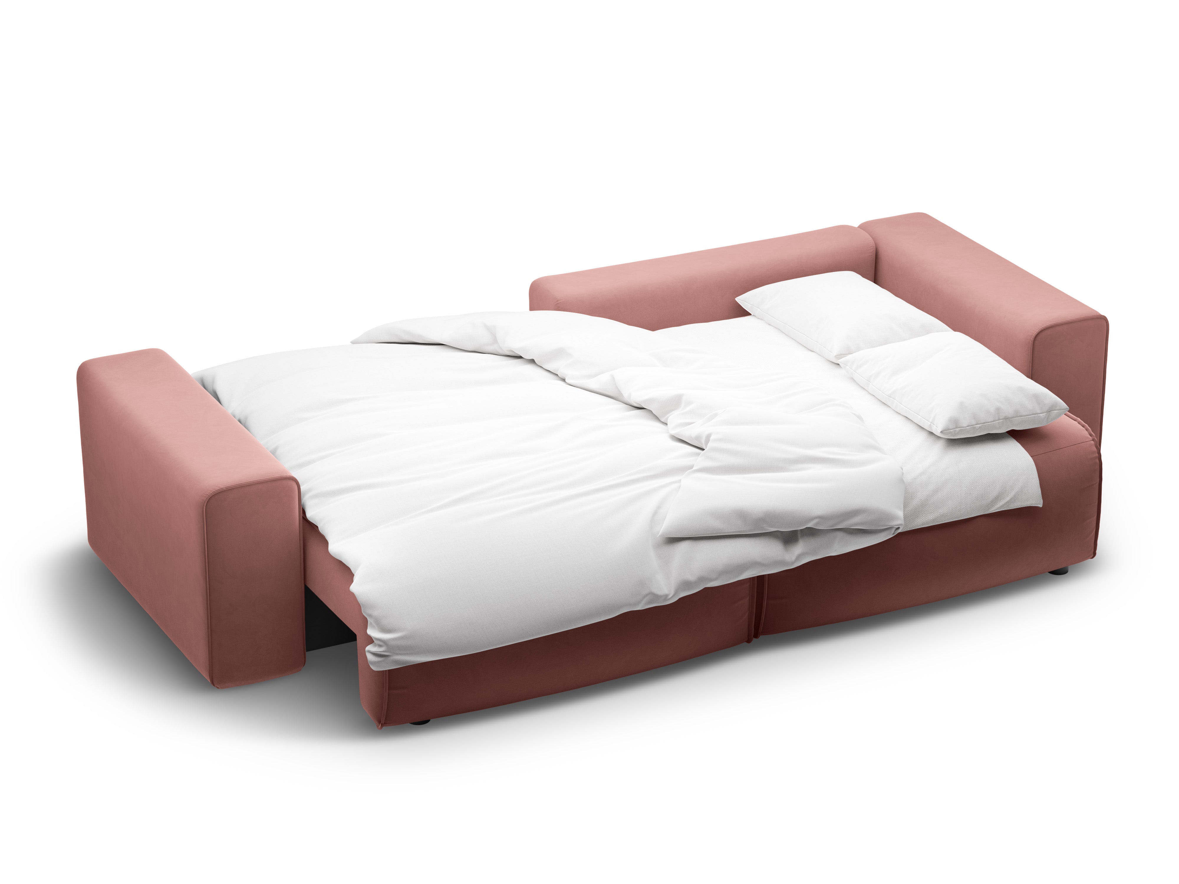 Right-facing velvet corner sofa for 3 people with sleeping function VICTOR pink