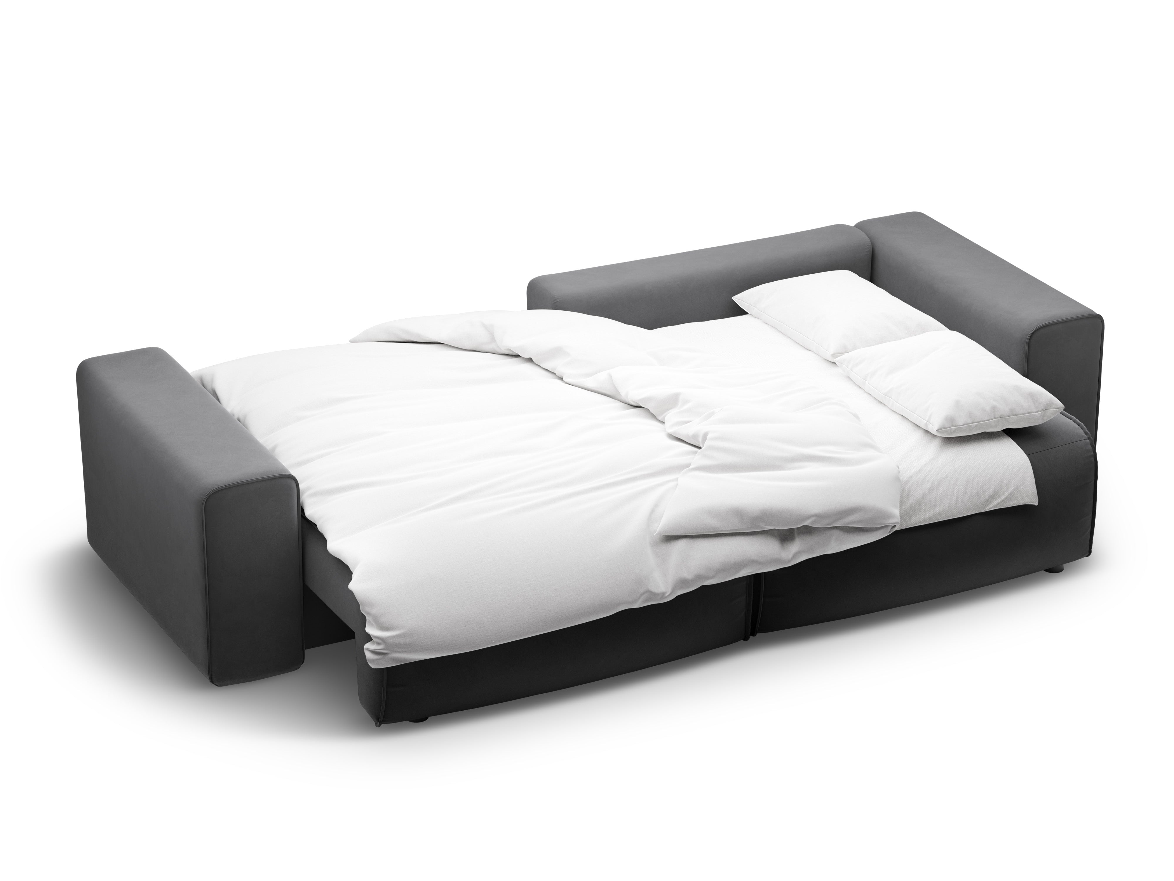 Right-facing velvet corner sofa for 3 people with sleeping function VICTOR gray