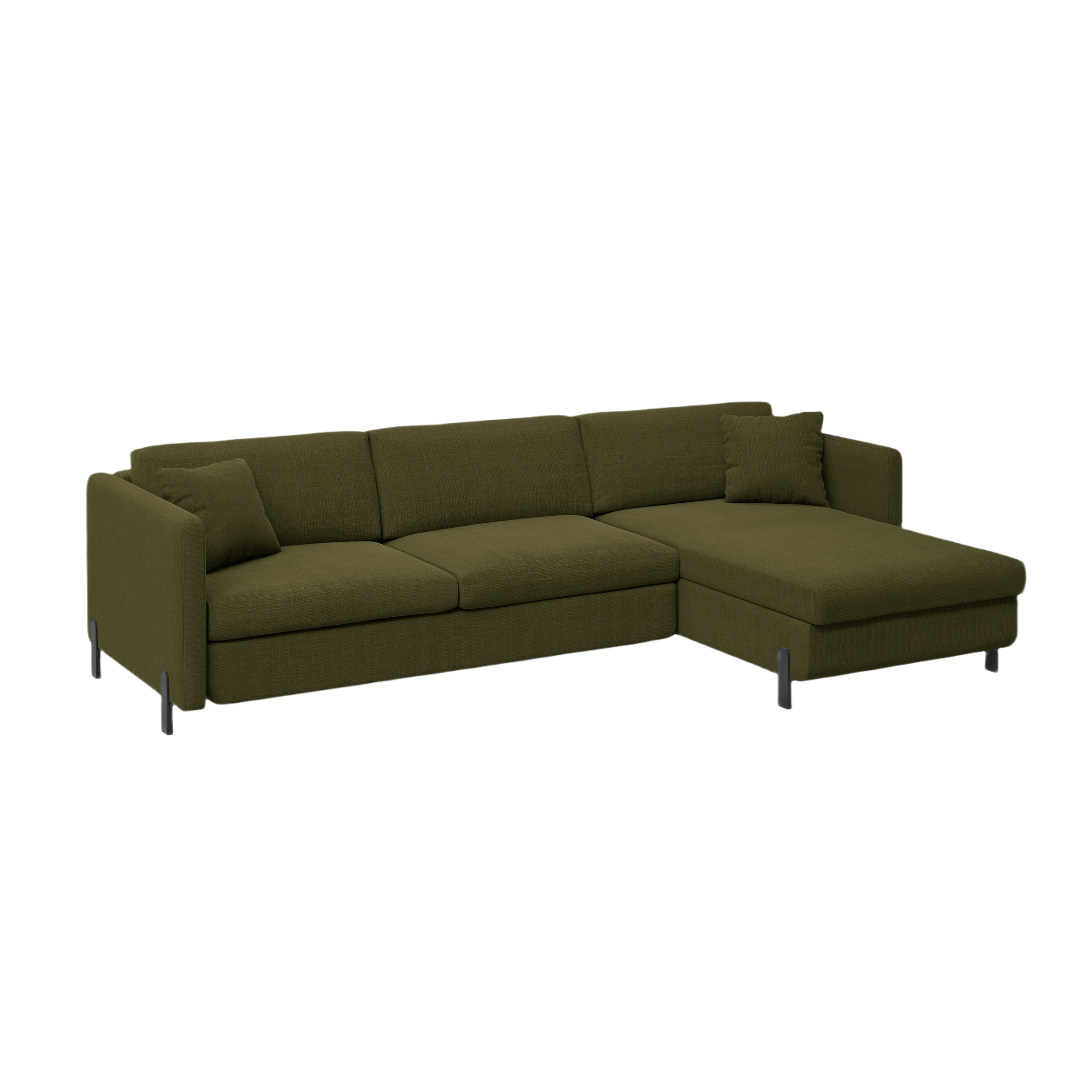 Right Corner Sofa with Bed Function and Box, "Gloria", 4 Seats, Green, 260x170x80
Made in Europe