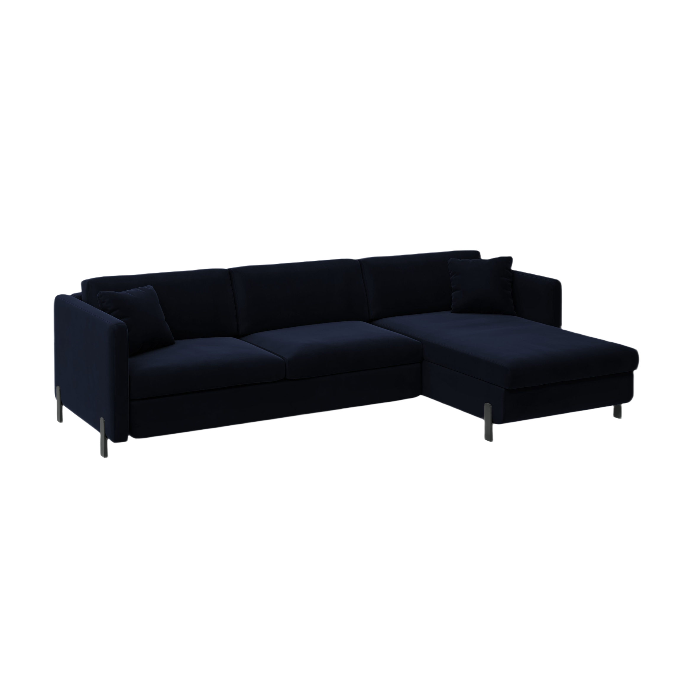Samtrechter Ecksofa mit Bettfunktion, "Gloria", 4 Sitze, Royal Blue, 260x170x80
In Europa gemacht