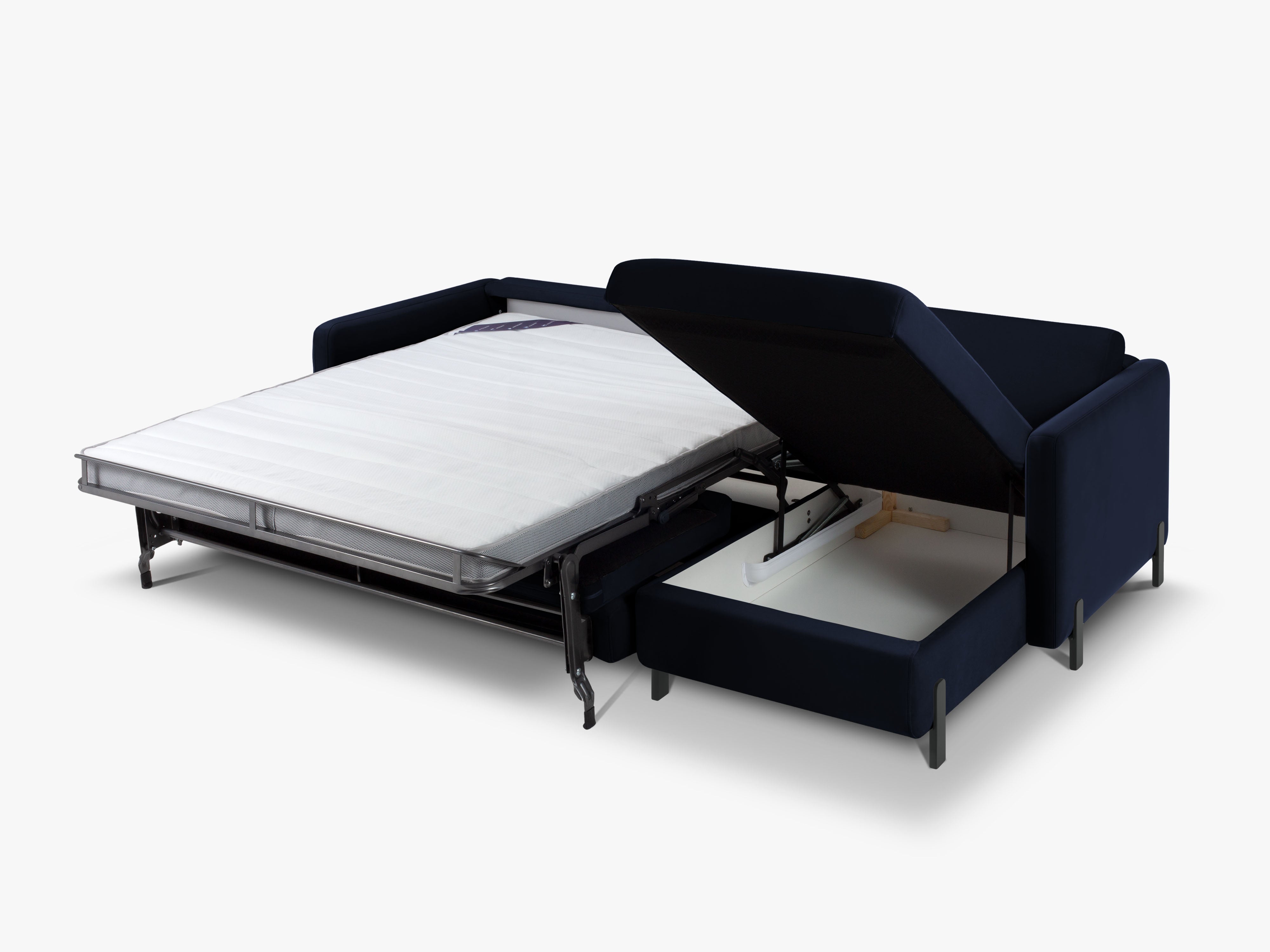 Samtrechter Ecksofa mit Bettfunktion, "Gloria", 4 Sitze, Royal Blue, 260x170x80
In Europa gemacht