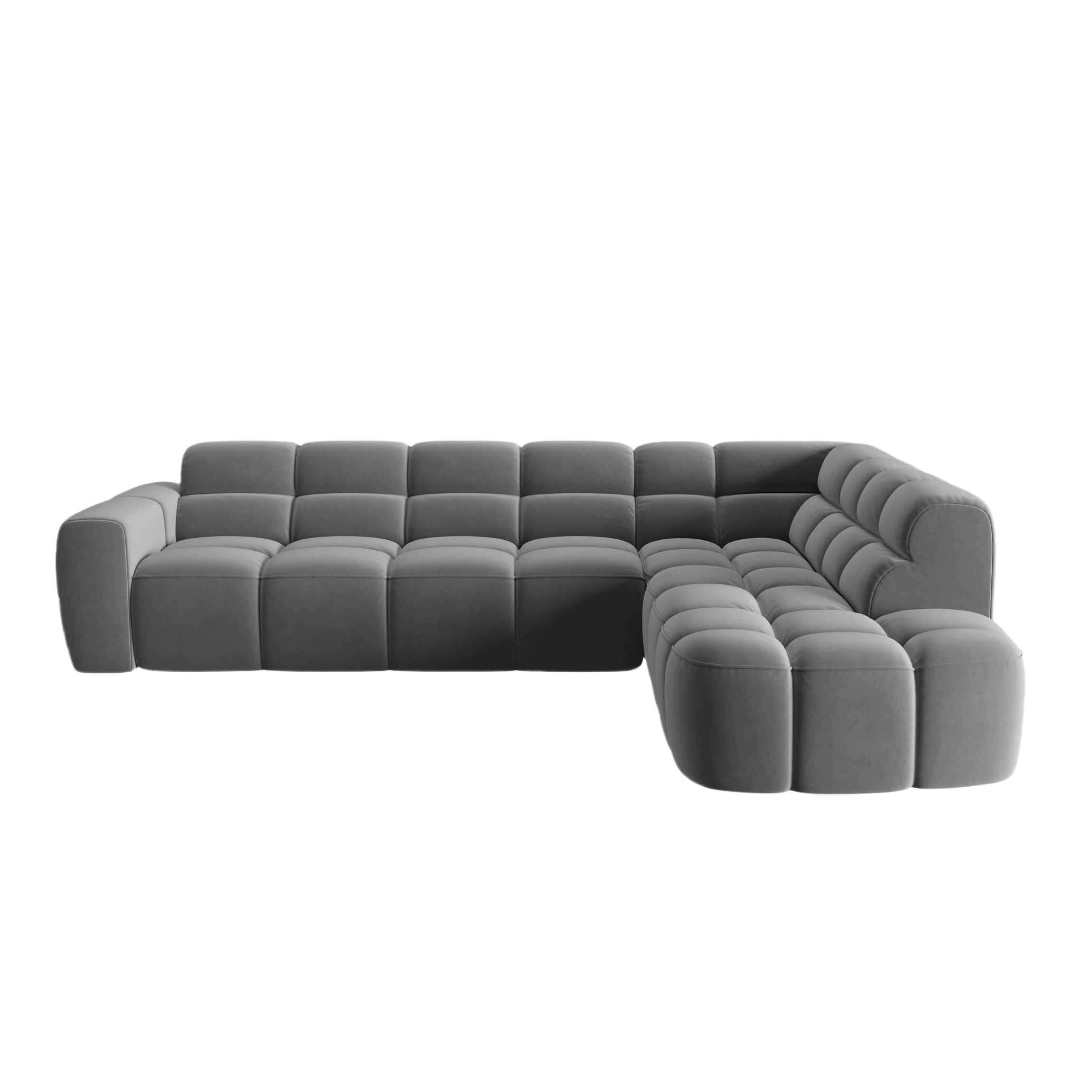 Right-facing velvet corner sofa LISA light gray