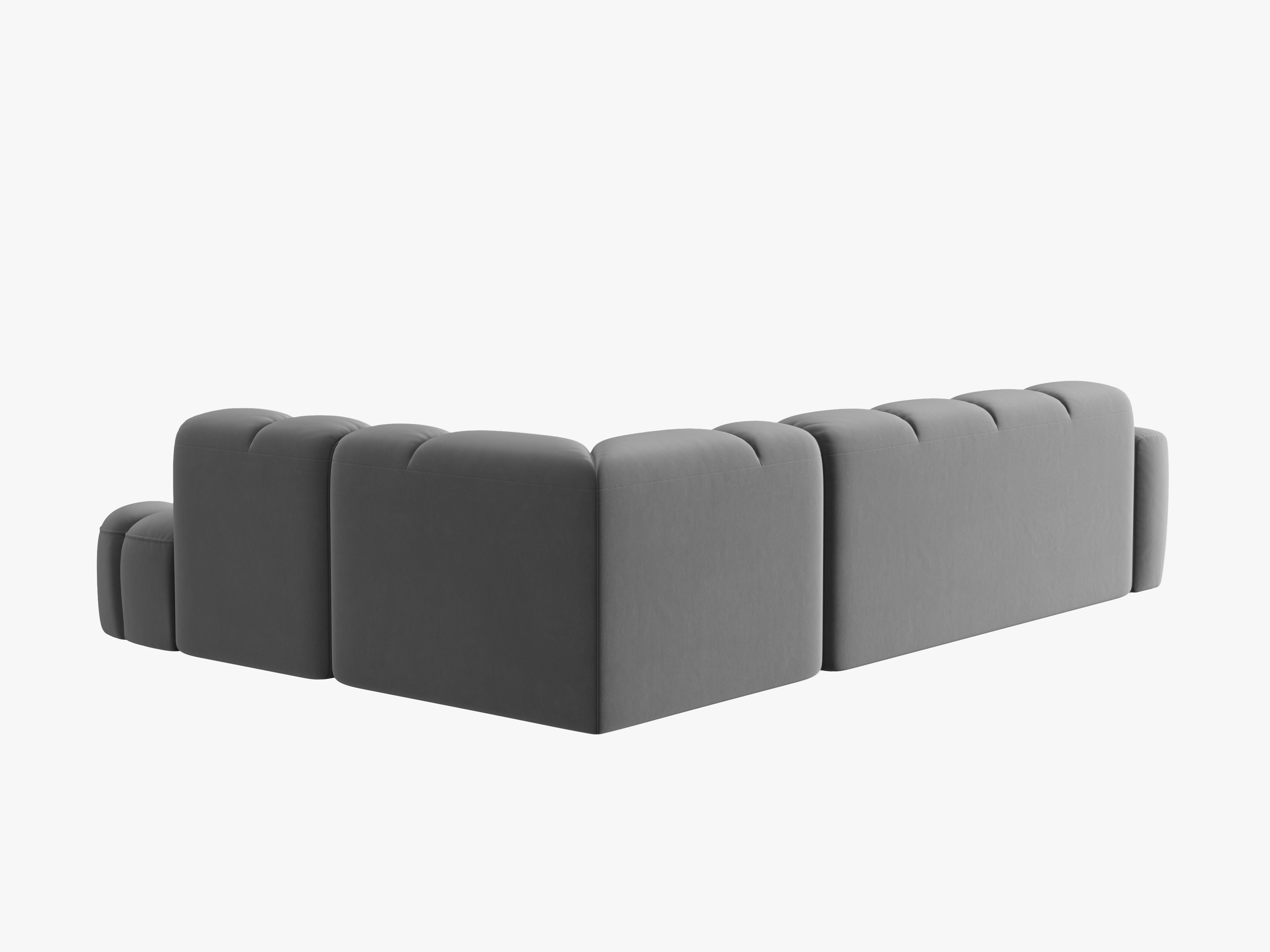 Right-facing velvet corner sofa LISA light gray