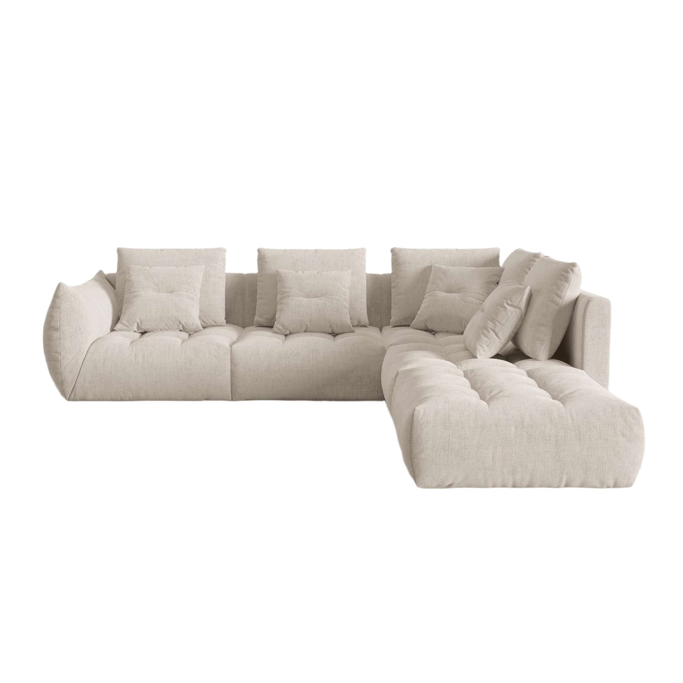 Modularer rechter Ecksofa, "Bloom", 4 Sitze, dunkler Beige, 316x310x95
In Europa gemacht