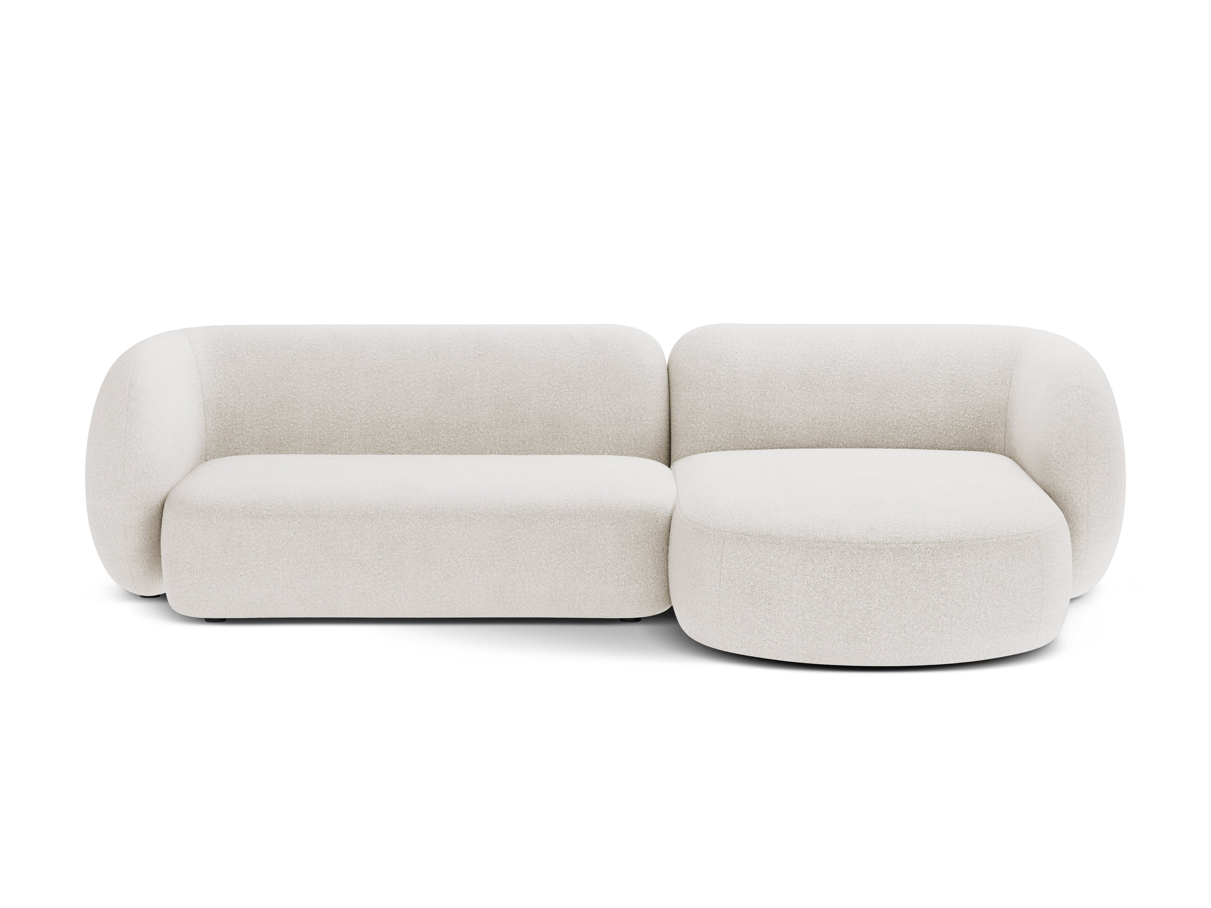 Right-facing 3-seater sofa KATE white boucle