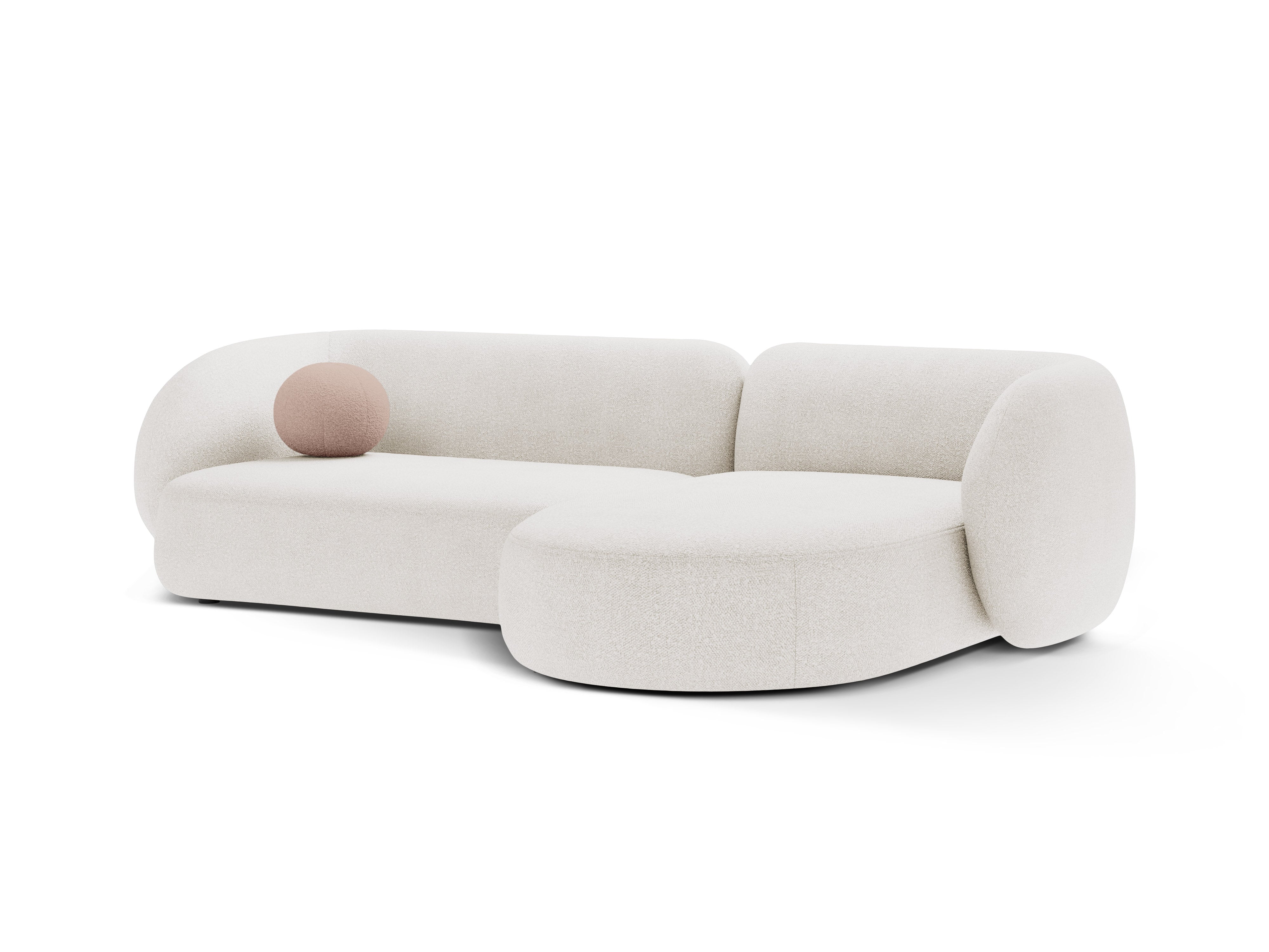 Right-facing 3-seater sofa KATE white boucle