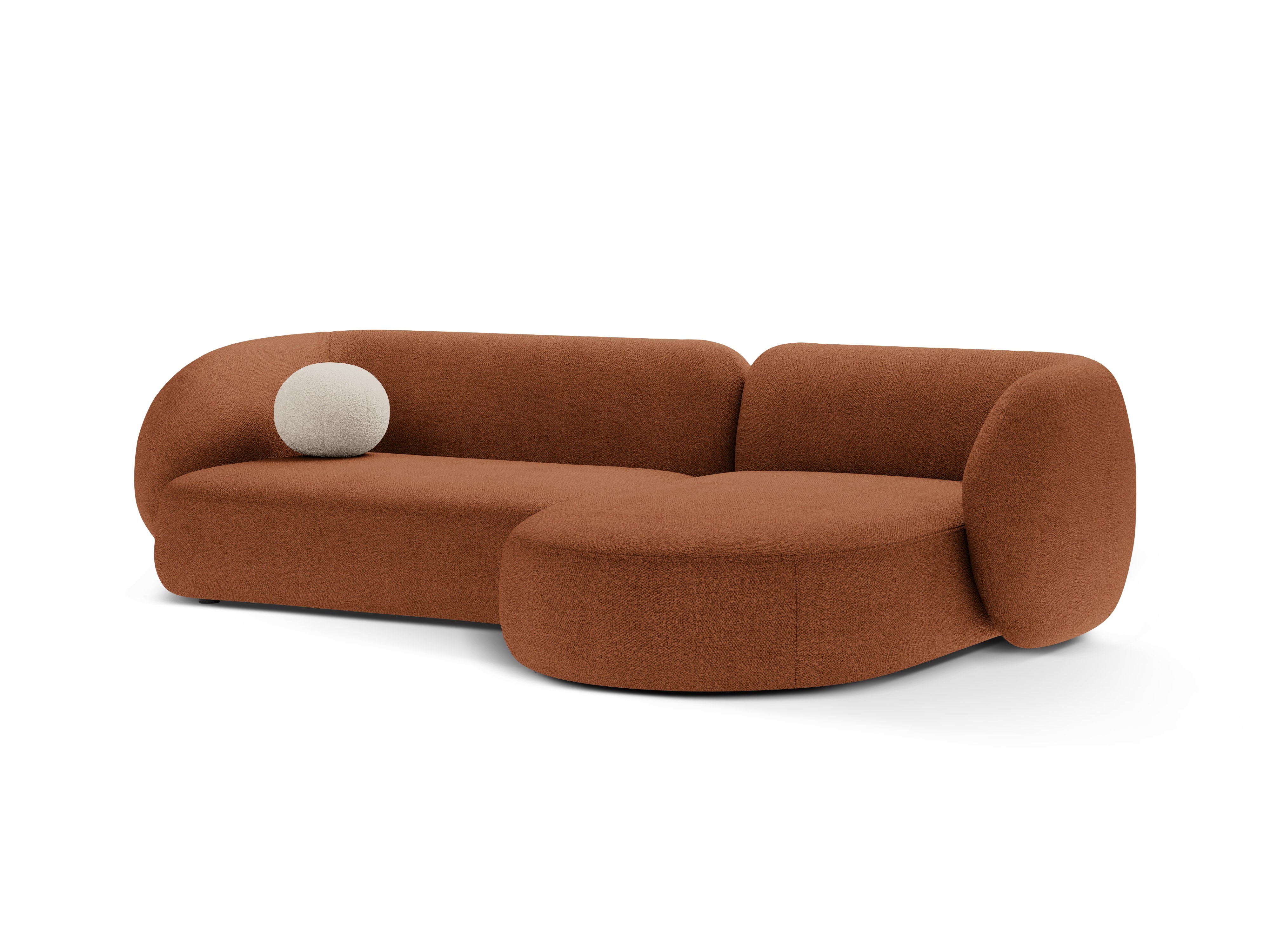 Right-facing 3-seater sofa KATE terracotta boucle