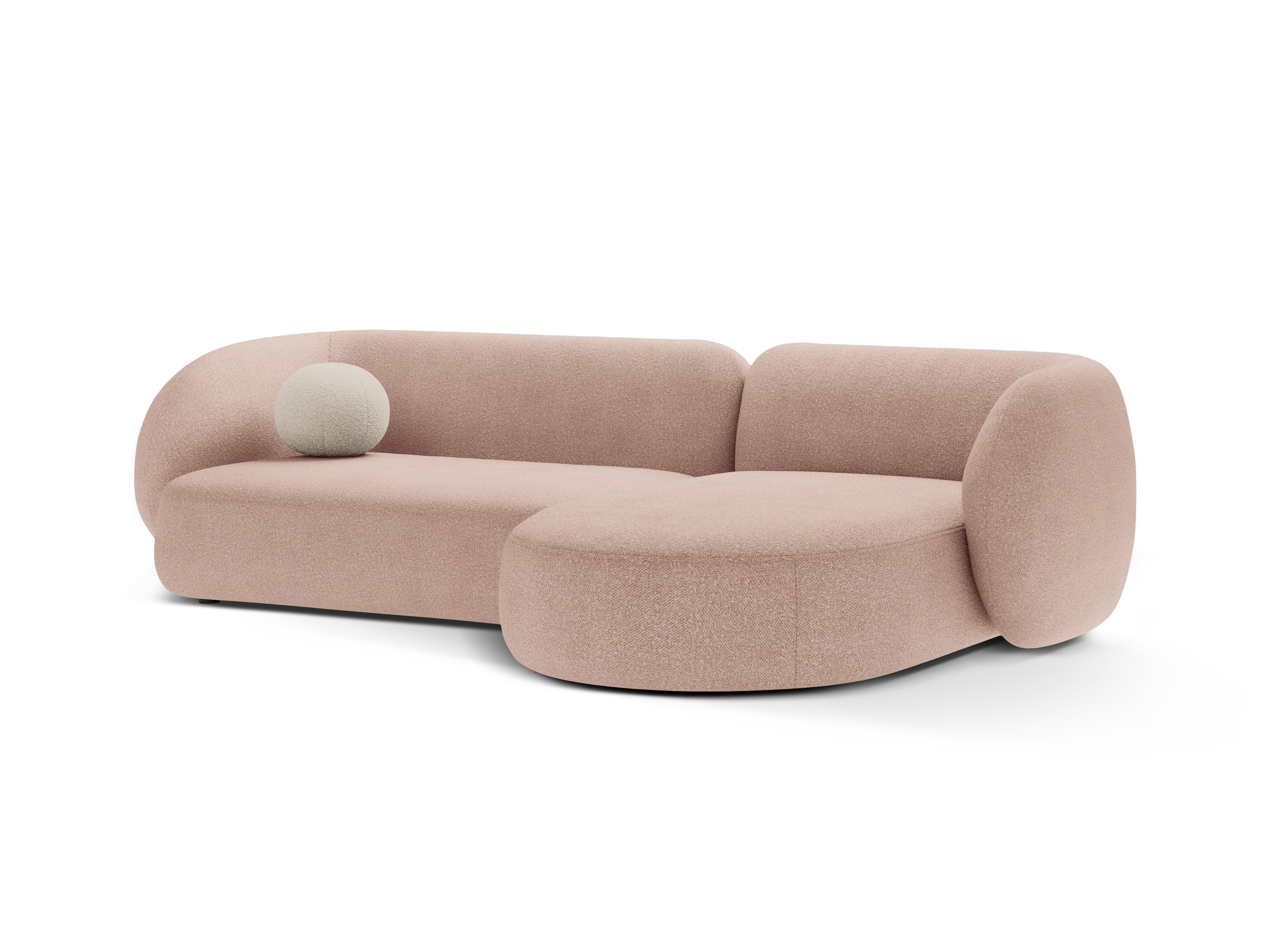 Right-facing 3-seater sofa KATE pink boucle