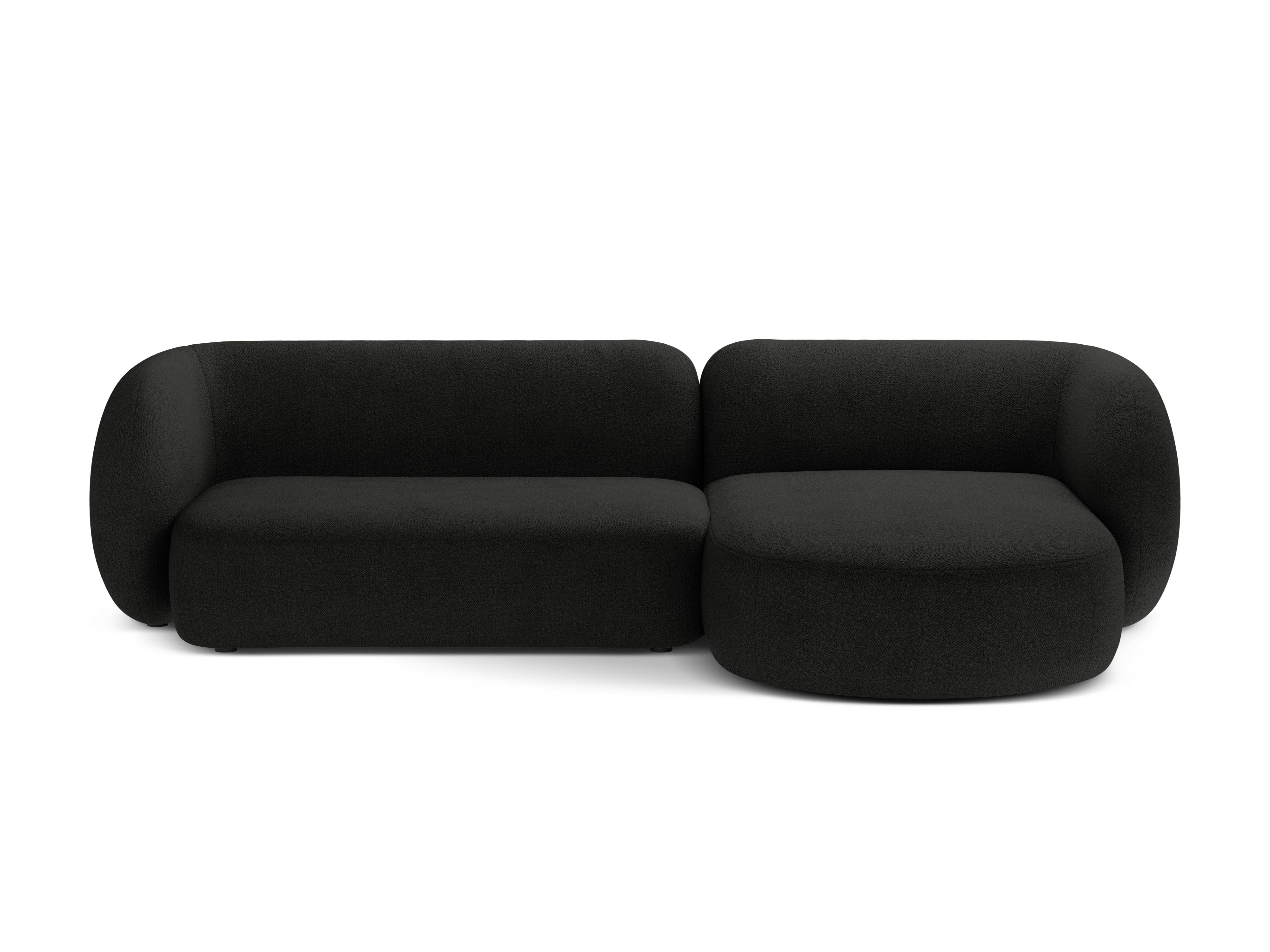 Right-facing 3-seater corner sofa KATE black boucle