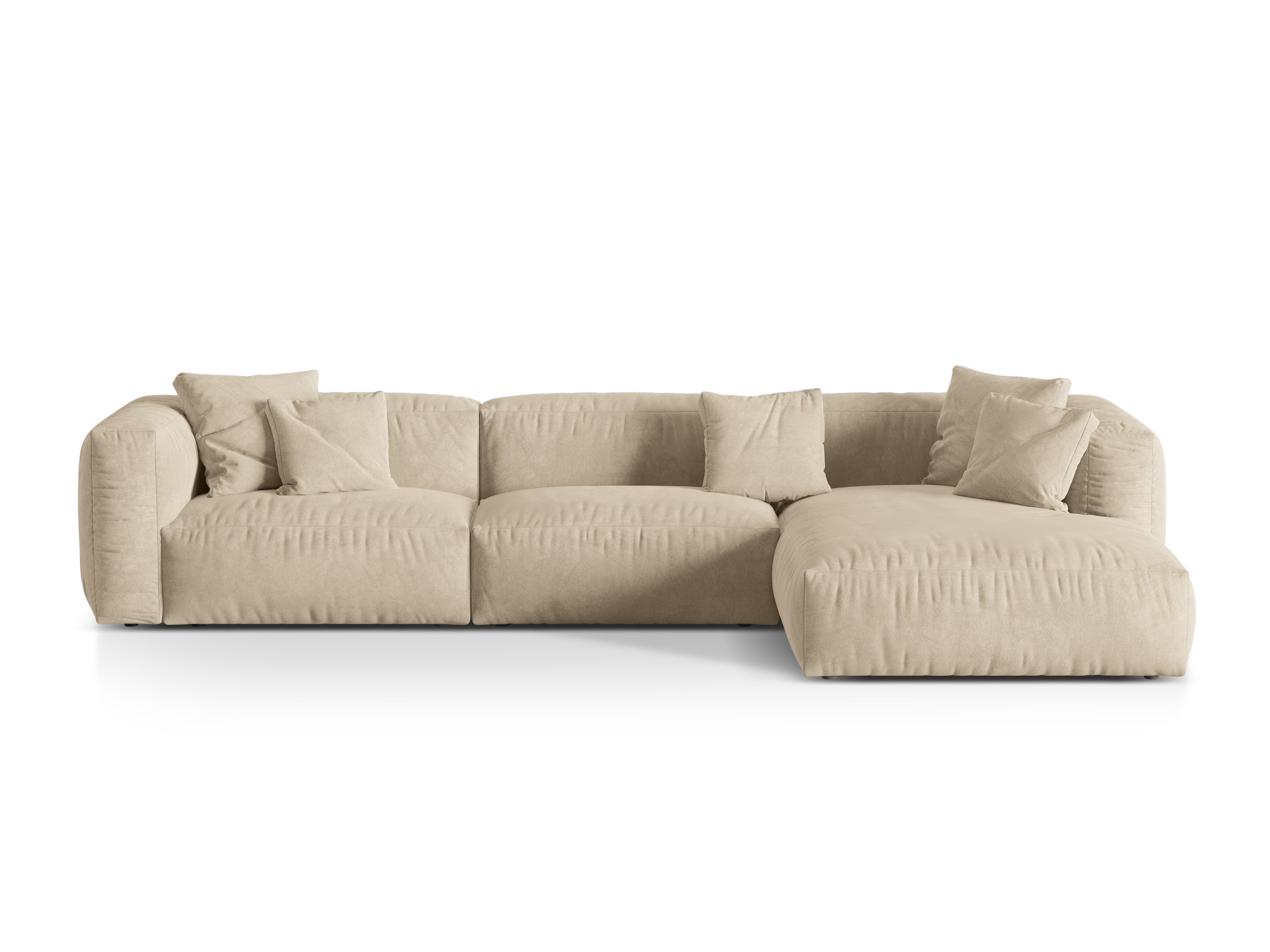 Right-sided corner velvet 3-seater Martin light beige