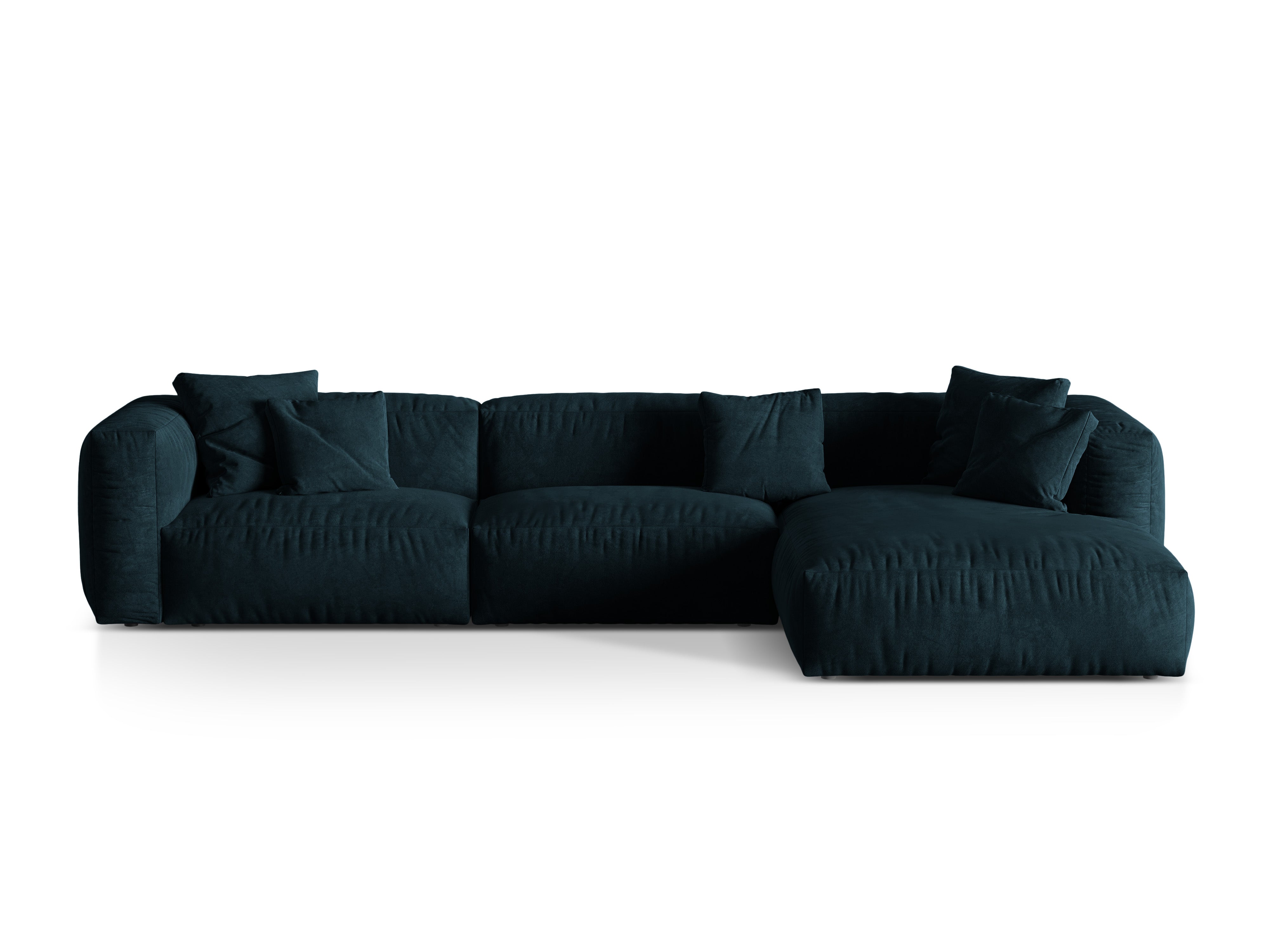 Right-sided velvet 3-seater Martin Petrol Martin