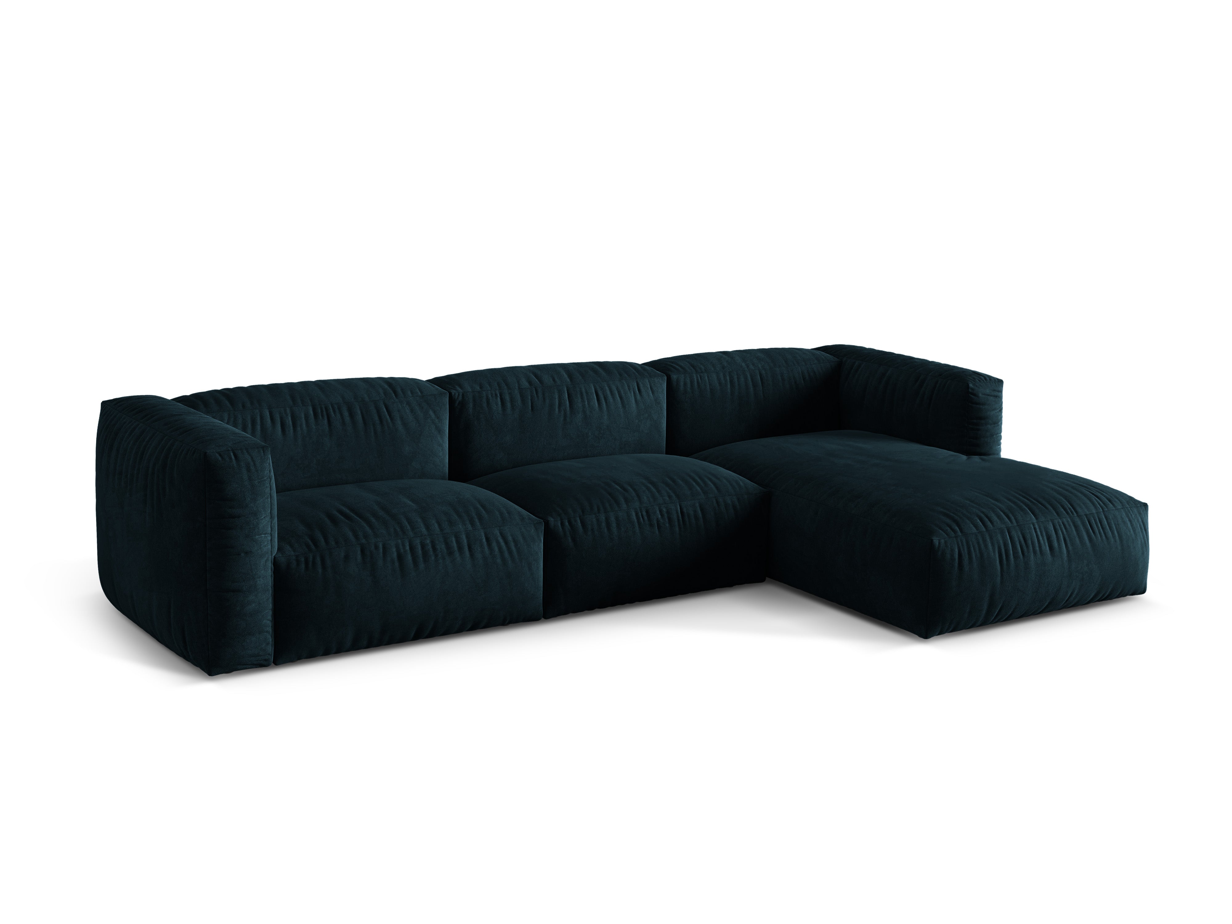 Right-sided velvet 3-seater Martin Petrol Martin