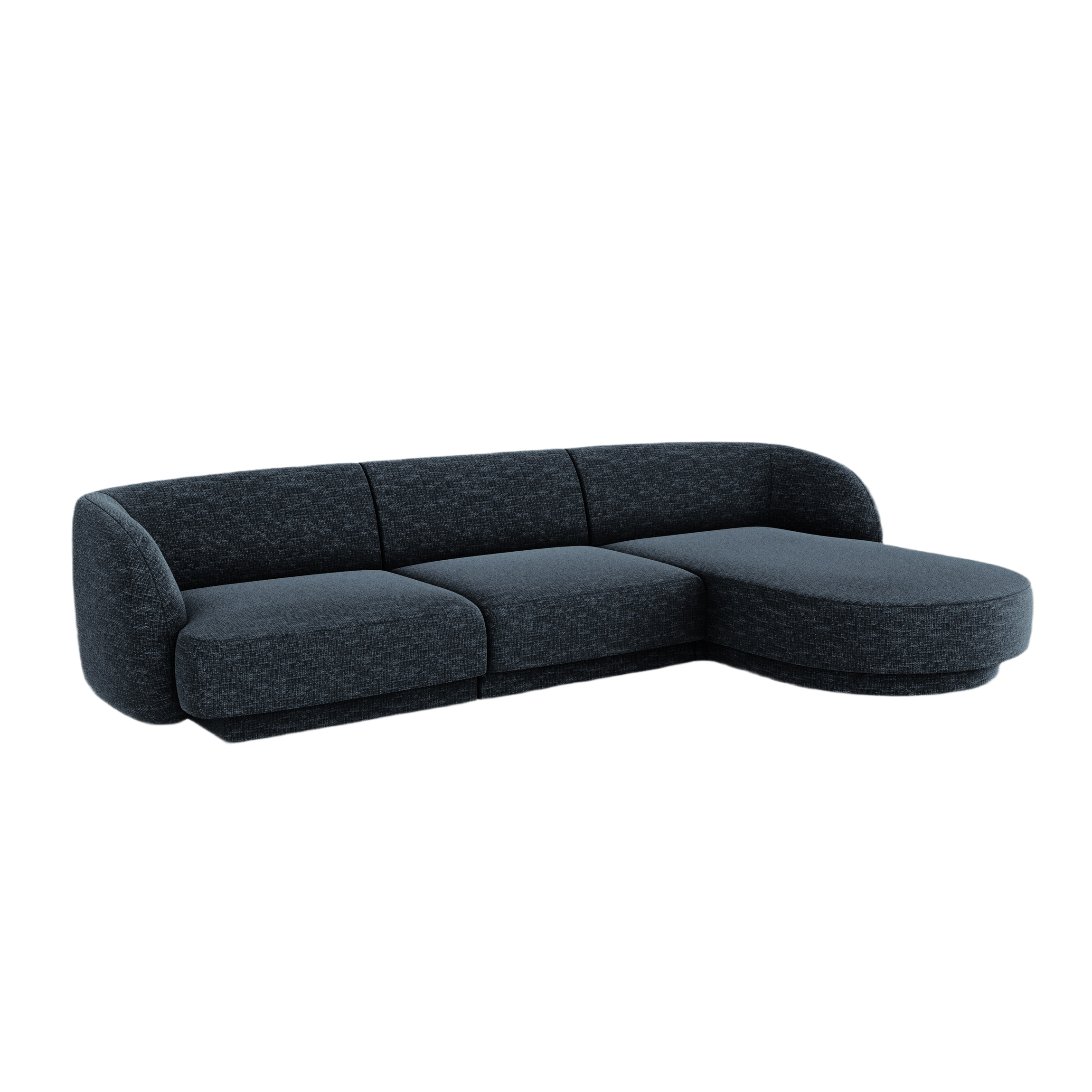 4-seater right-facing corner sofa MILEY in silky navy chenille