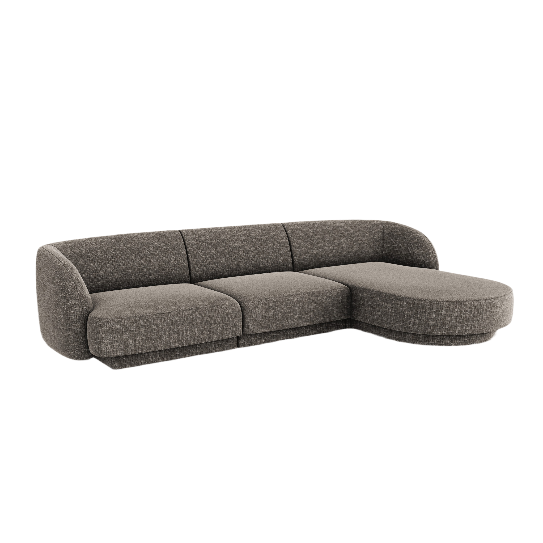 4-sitziger rechter Ecksofa MILEY graues seidiges Chenille