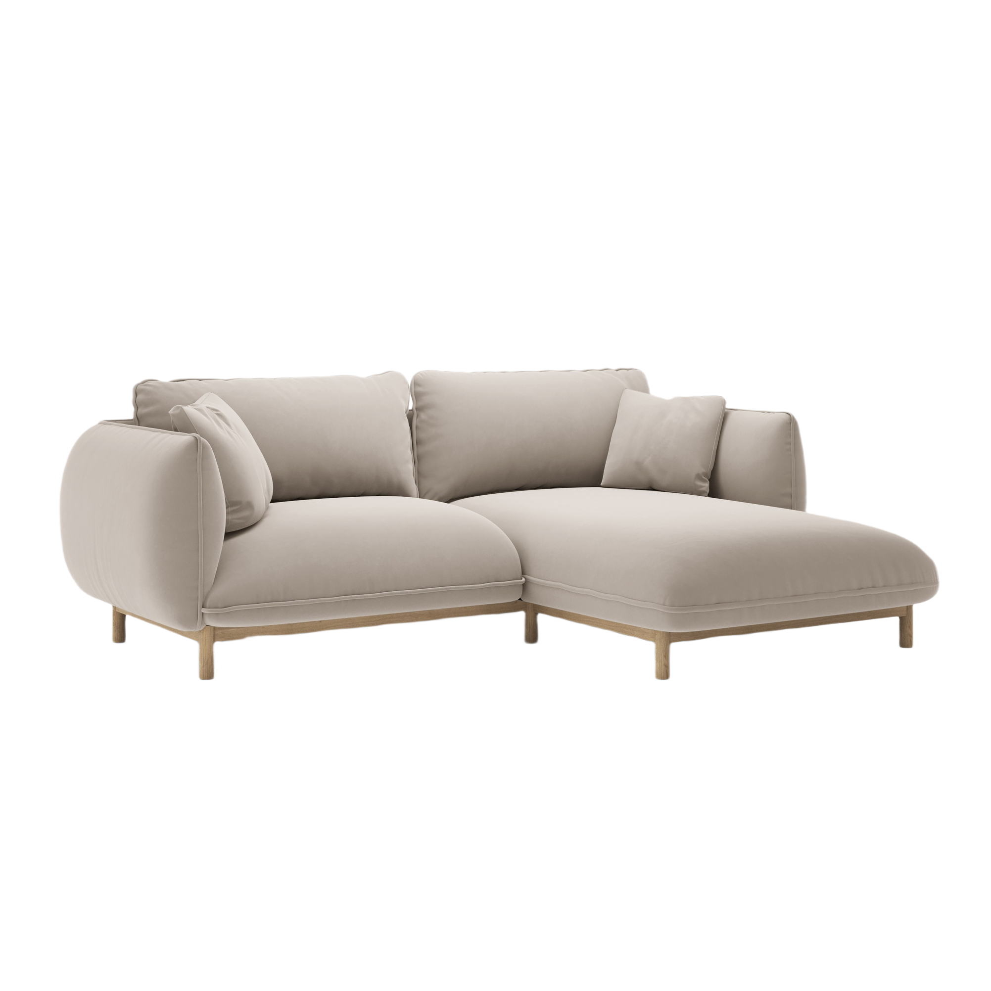 Right-facing velvet corner sofa ADA light beige
