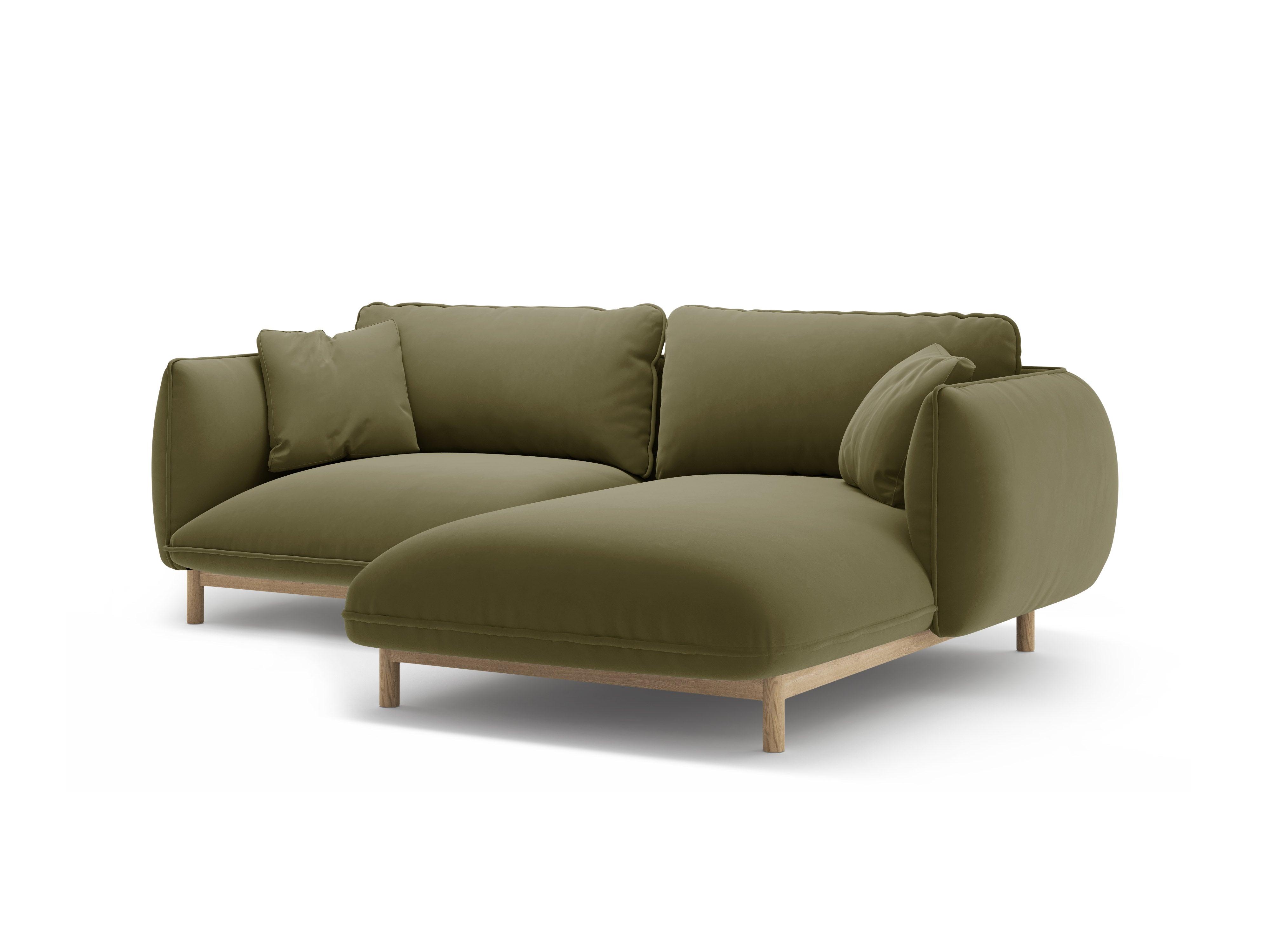 Right-facing velvet corner sofa ADA light green
