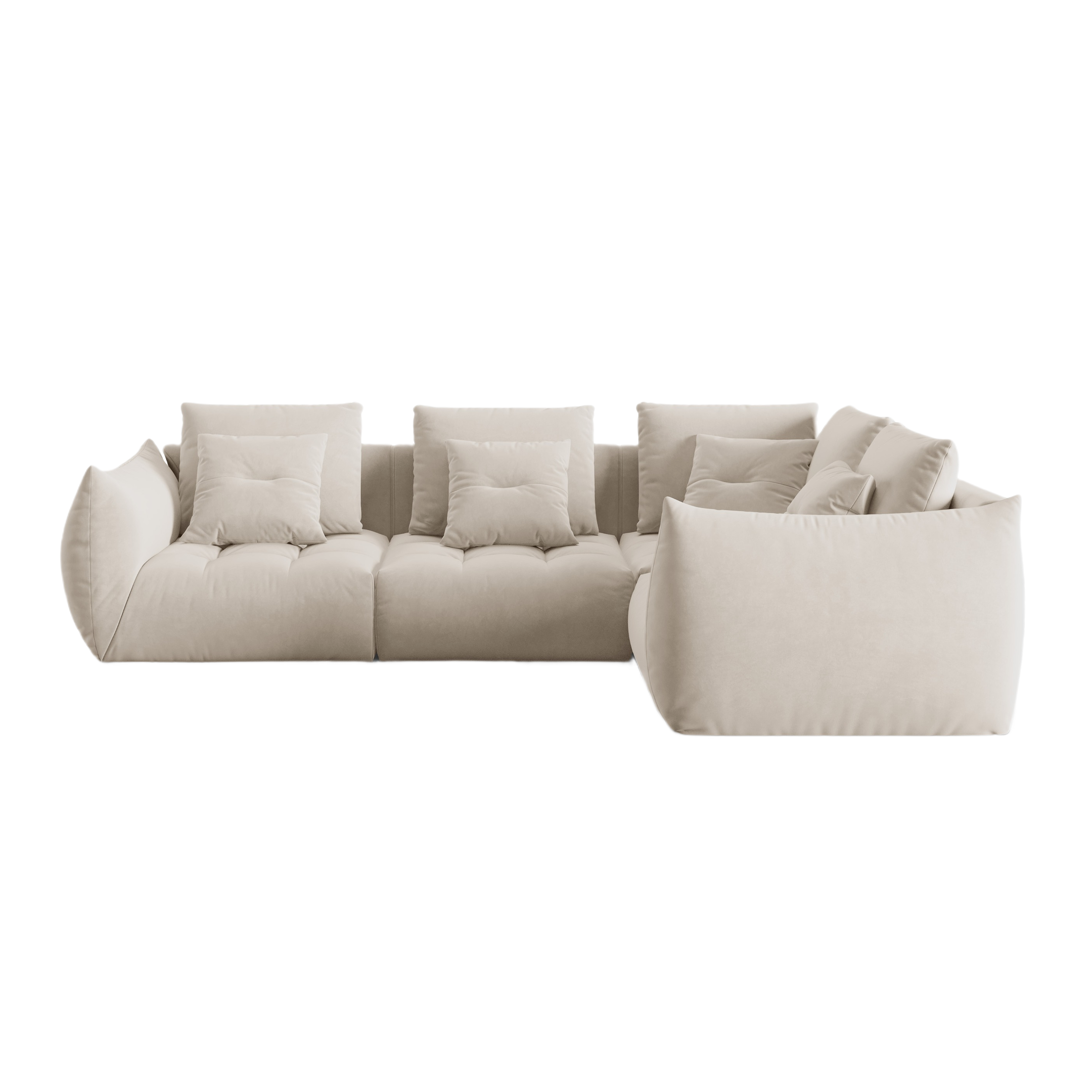 Velvet Modular Right Corner Sofa, "Bloom", 3 Seats, Ecru, 316x216x95
Made in Europe