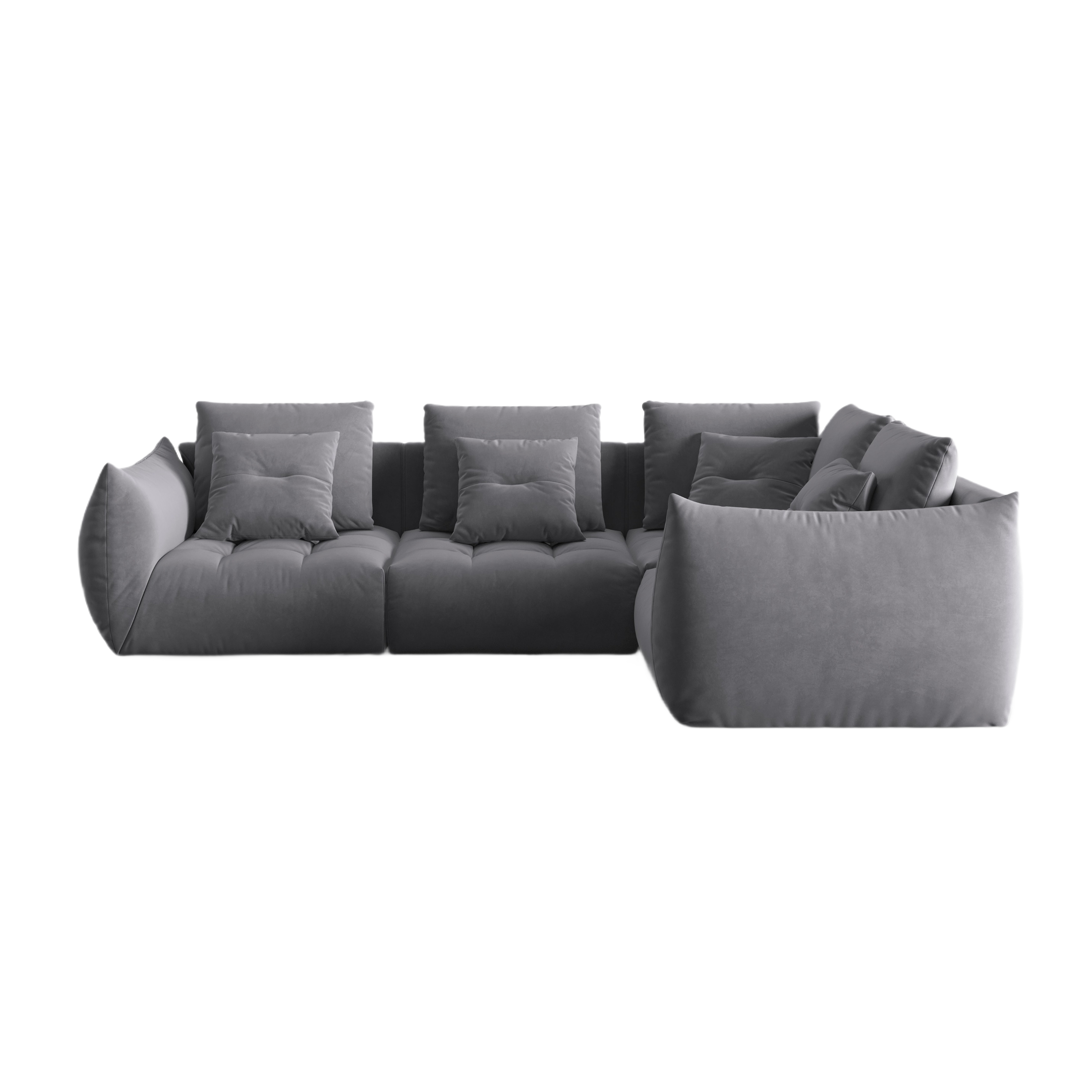 Velvet Modular Right Corner Sofa, "Bloom", 3 Seats, Dark Gray, 316x216x95
Made in Europe