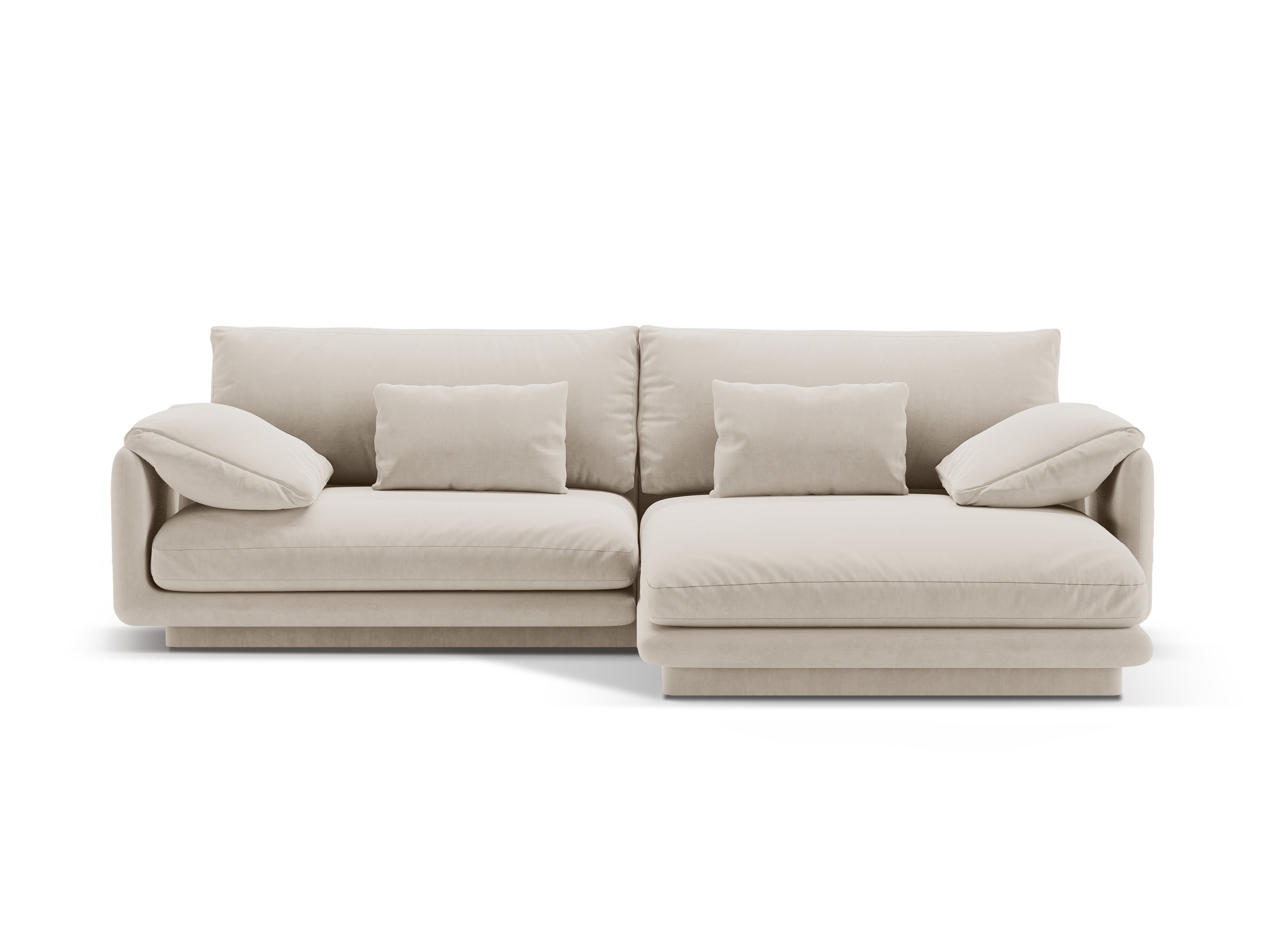 Velvet corner of 4-person right-hand Torino Ecru
