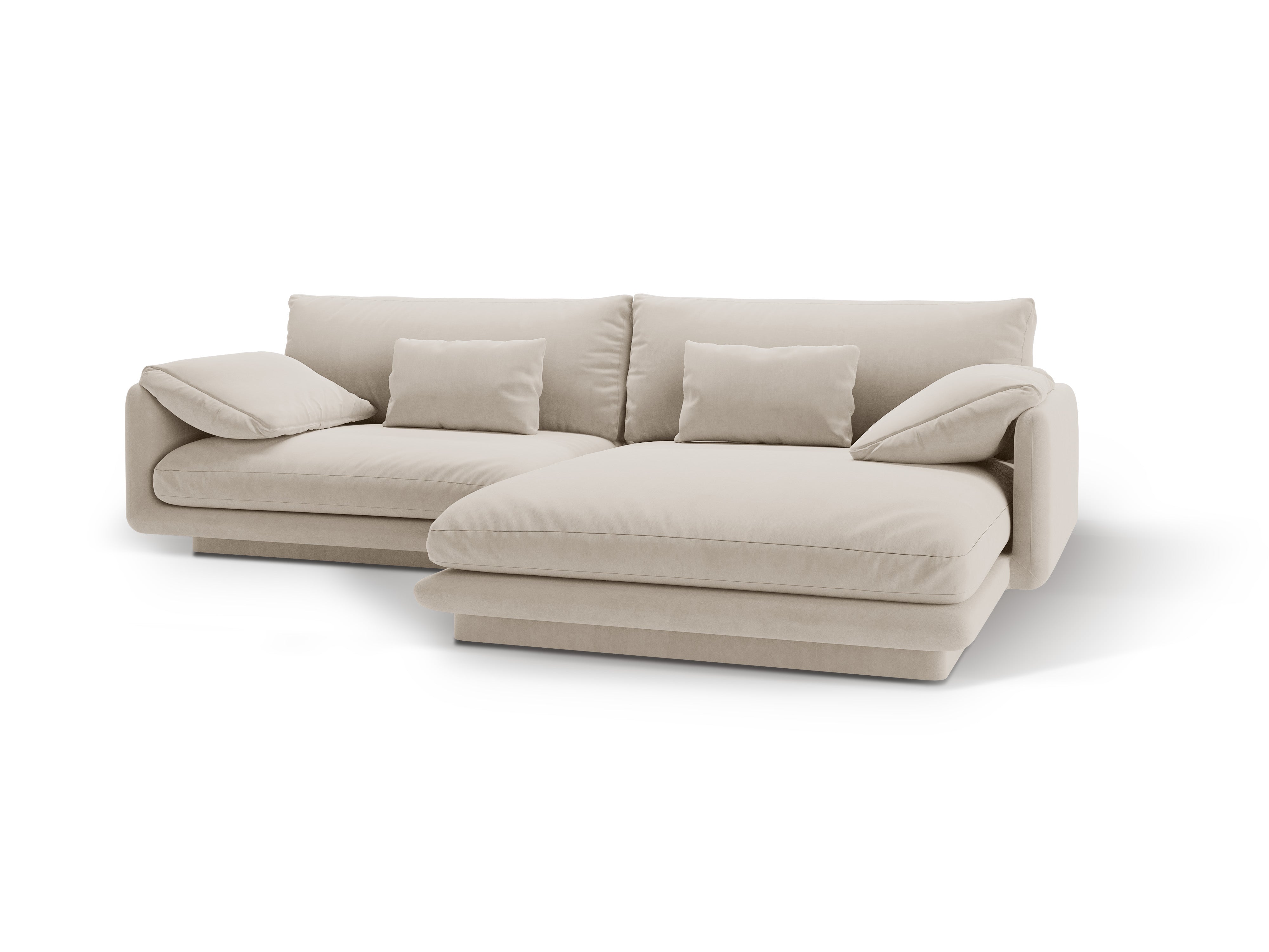 Velvet corner of 4-person right-hand Torino Ecru