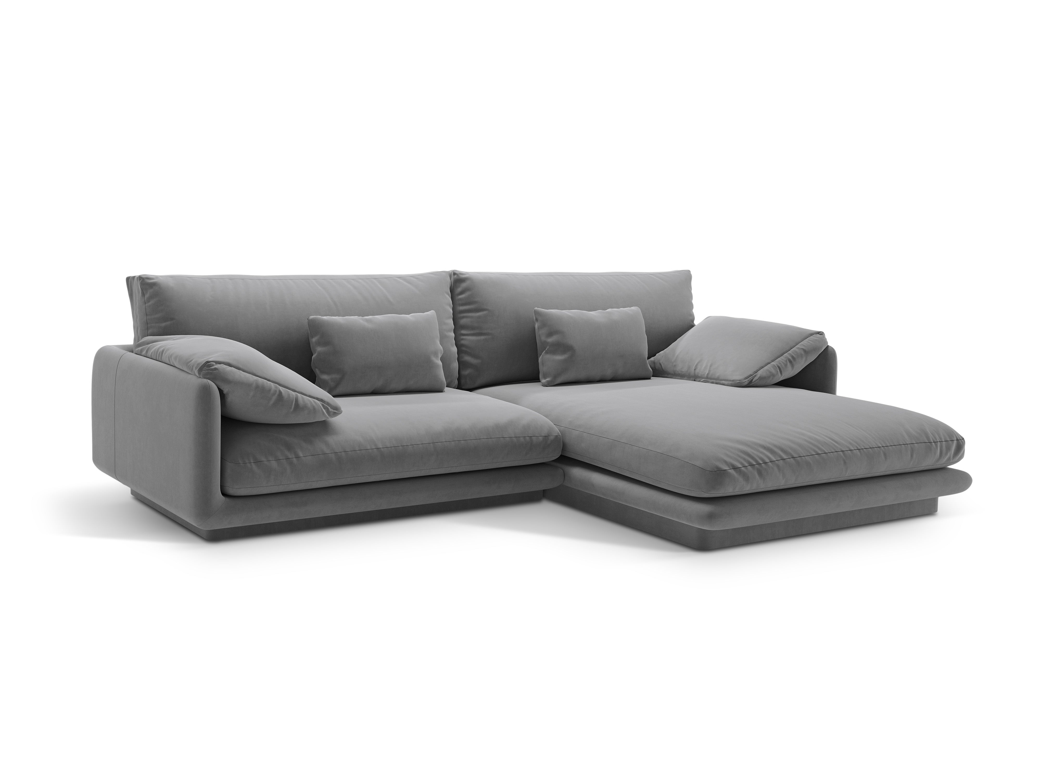 Velvet corner of 4-person right-sided Torino light gray