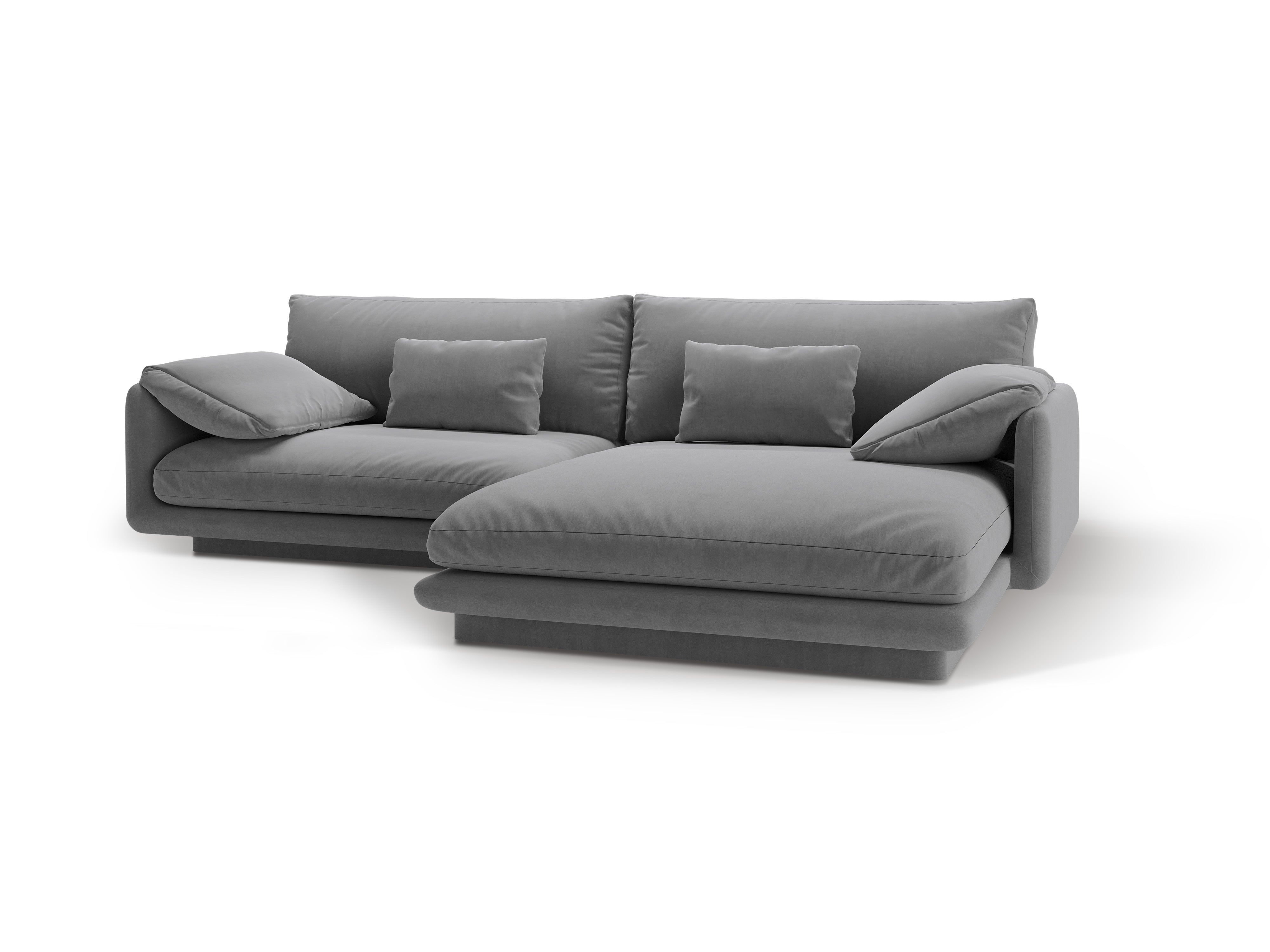 Velvet corner of 4-person right-sided Torino light gray