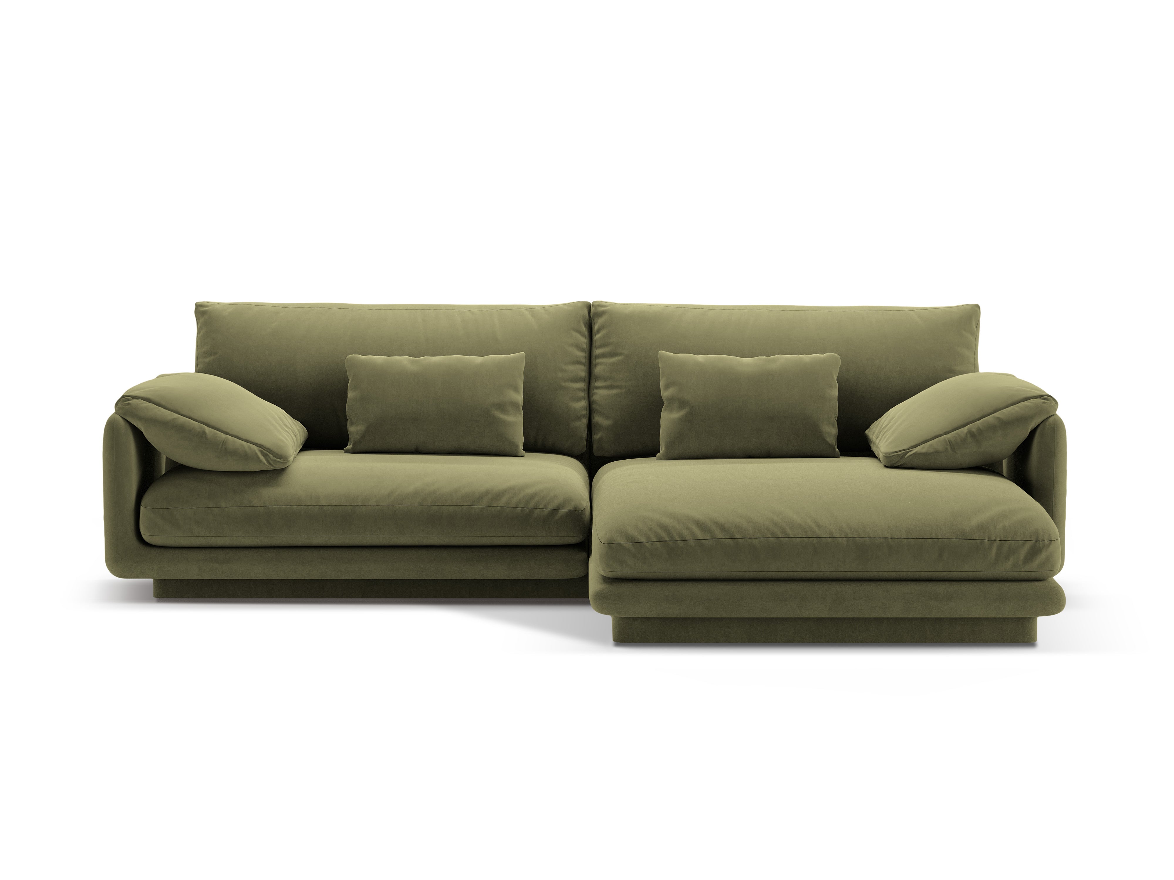 Velvet corner of 4-person right-sided Torino light green