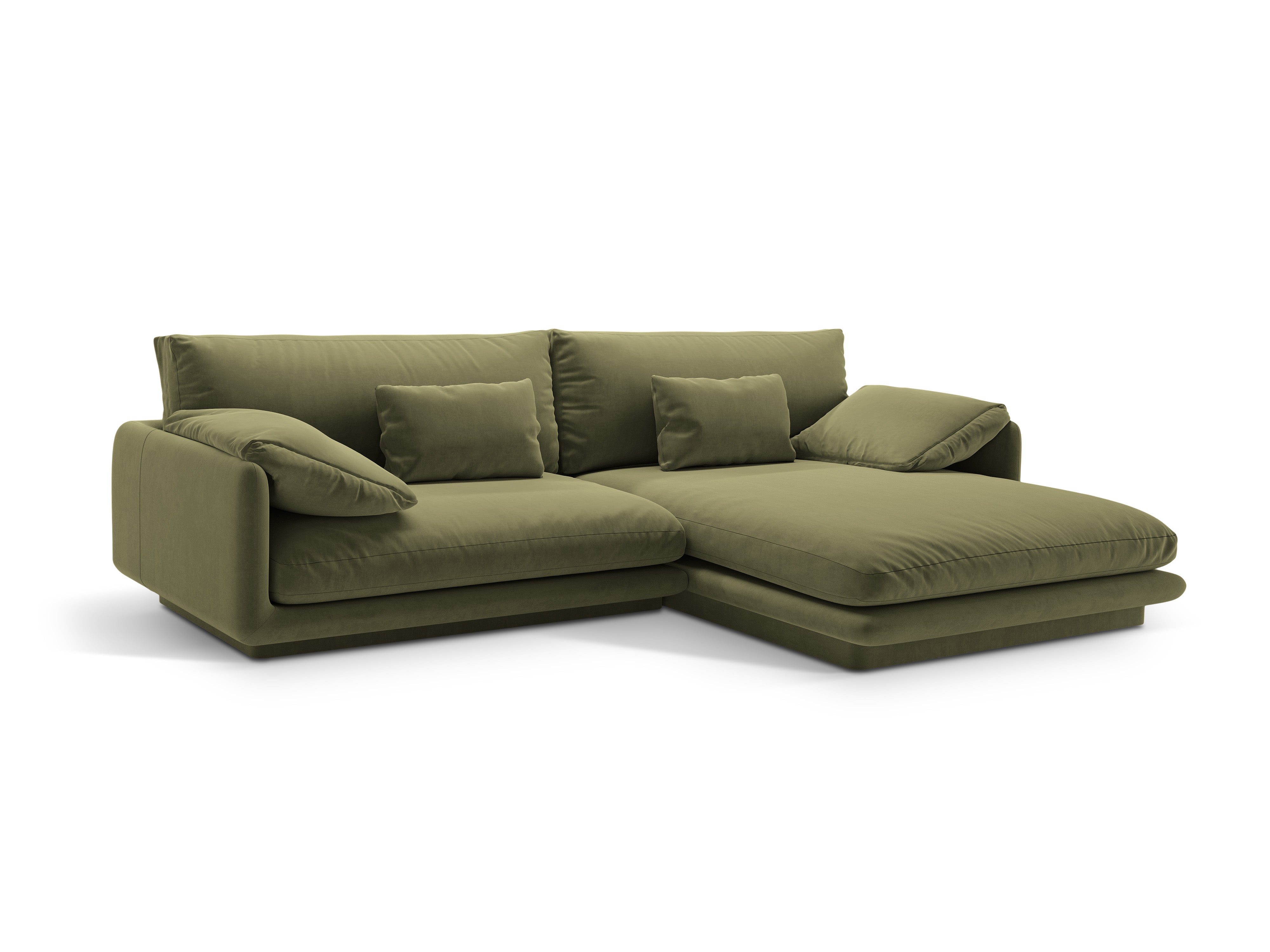 Velvet corner of 4-person right-sided Torino light green