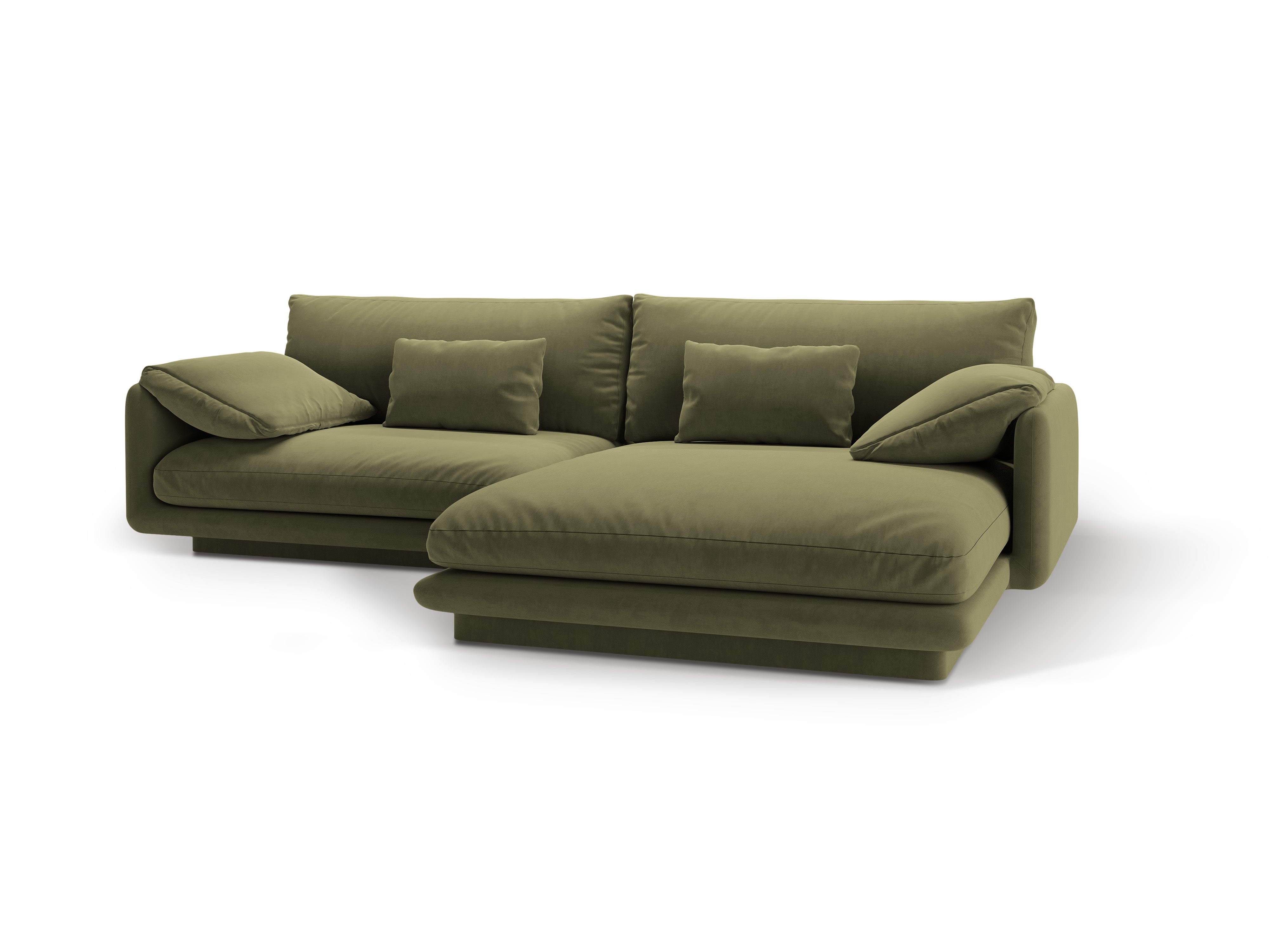 Velvet corner of 4-person right-sided Torino light green