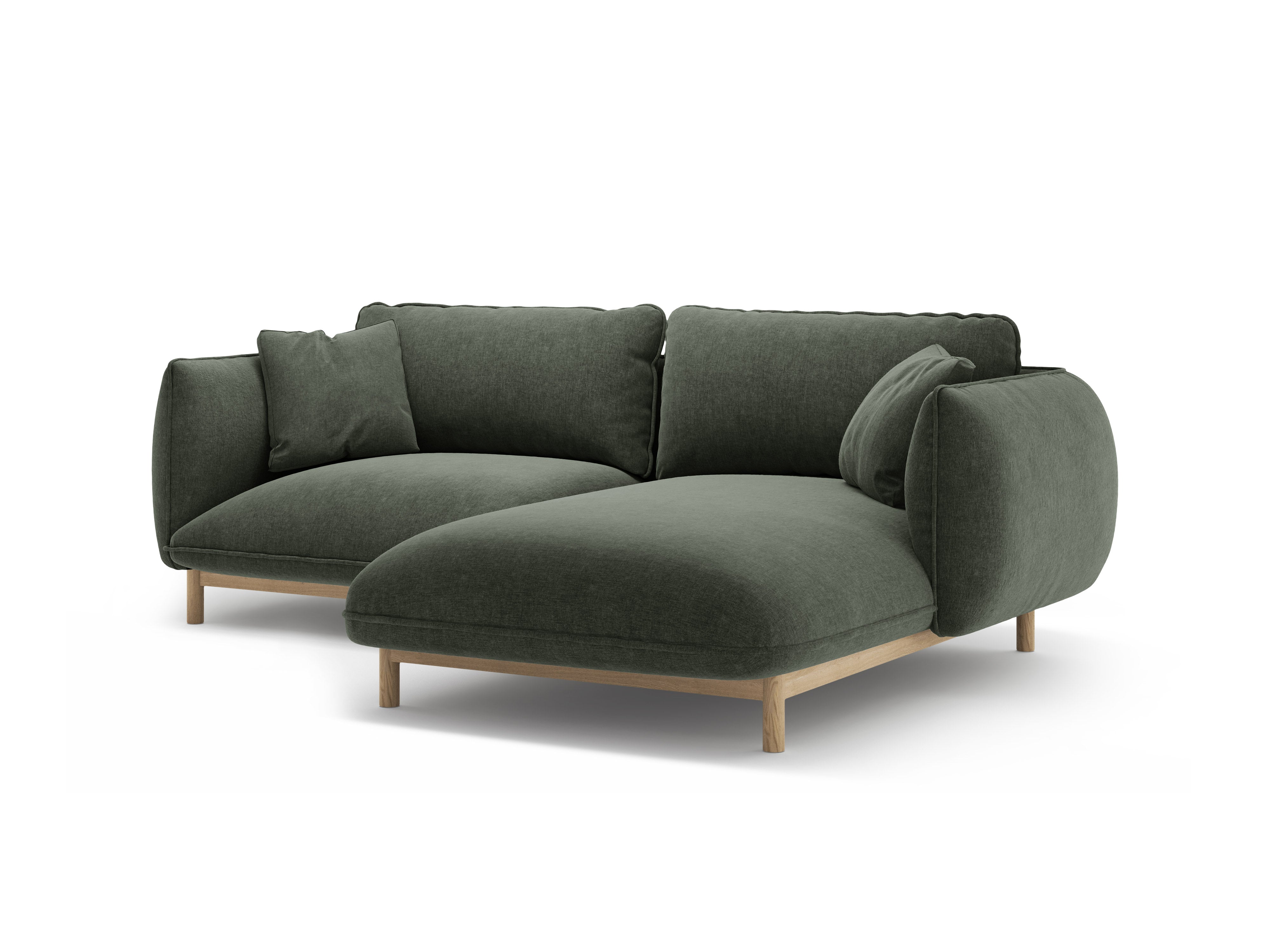 Right-sided corner sofa ADA green chenille
