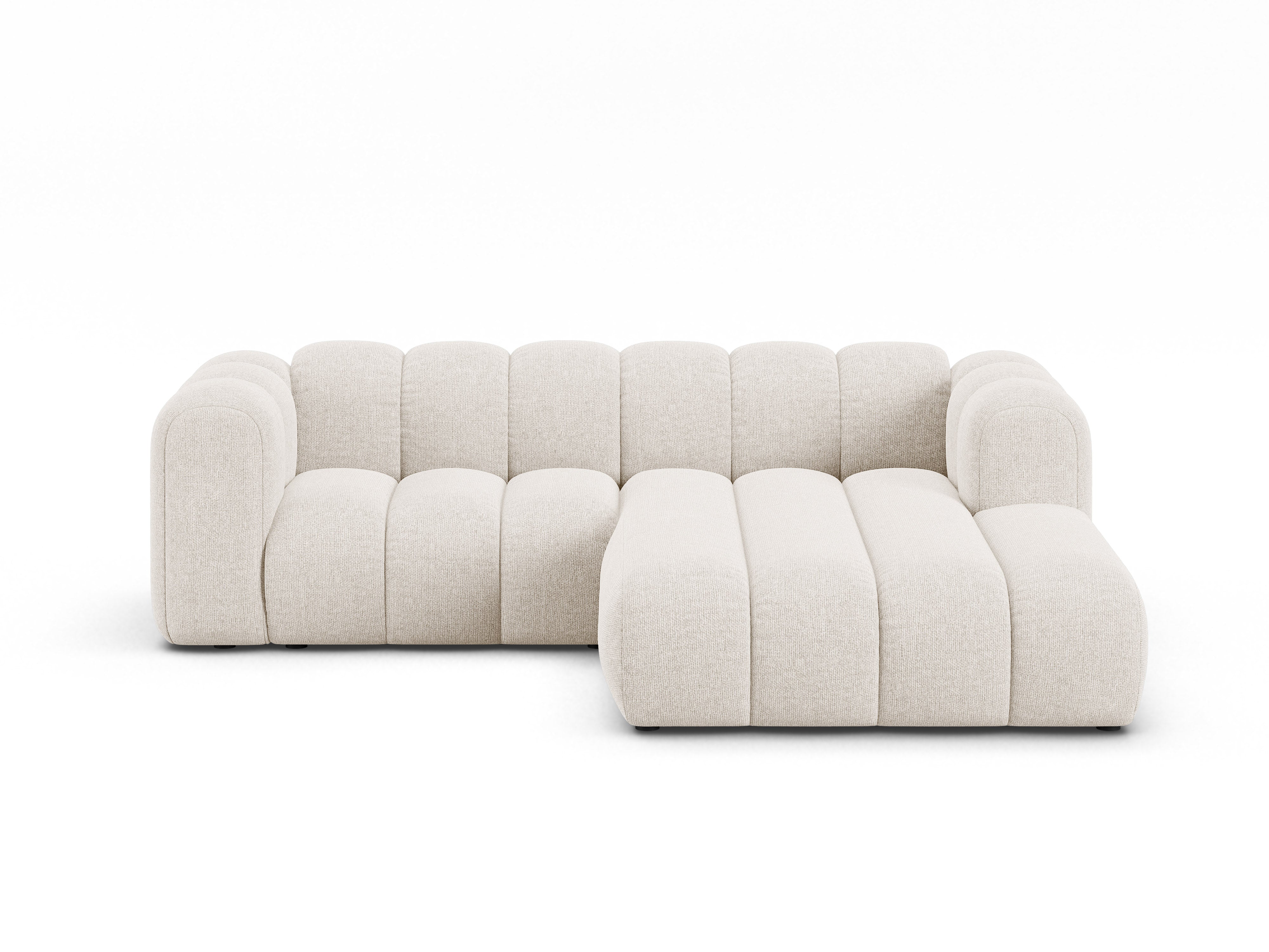 Right-facing 3-seater corner sofa LUPINE light beige chenille