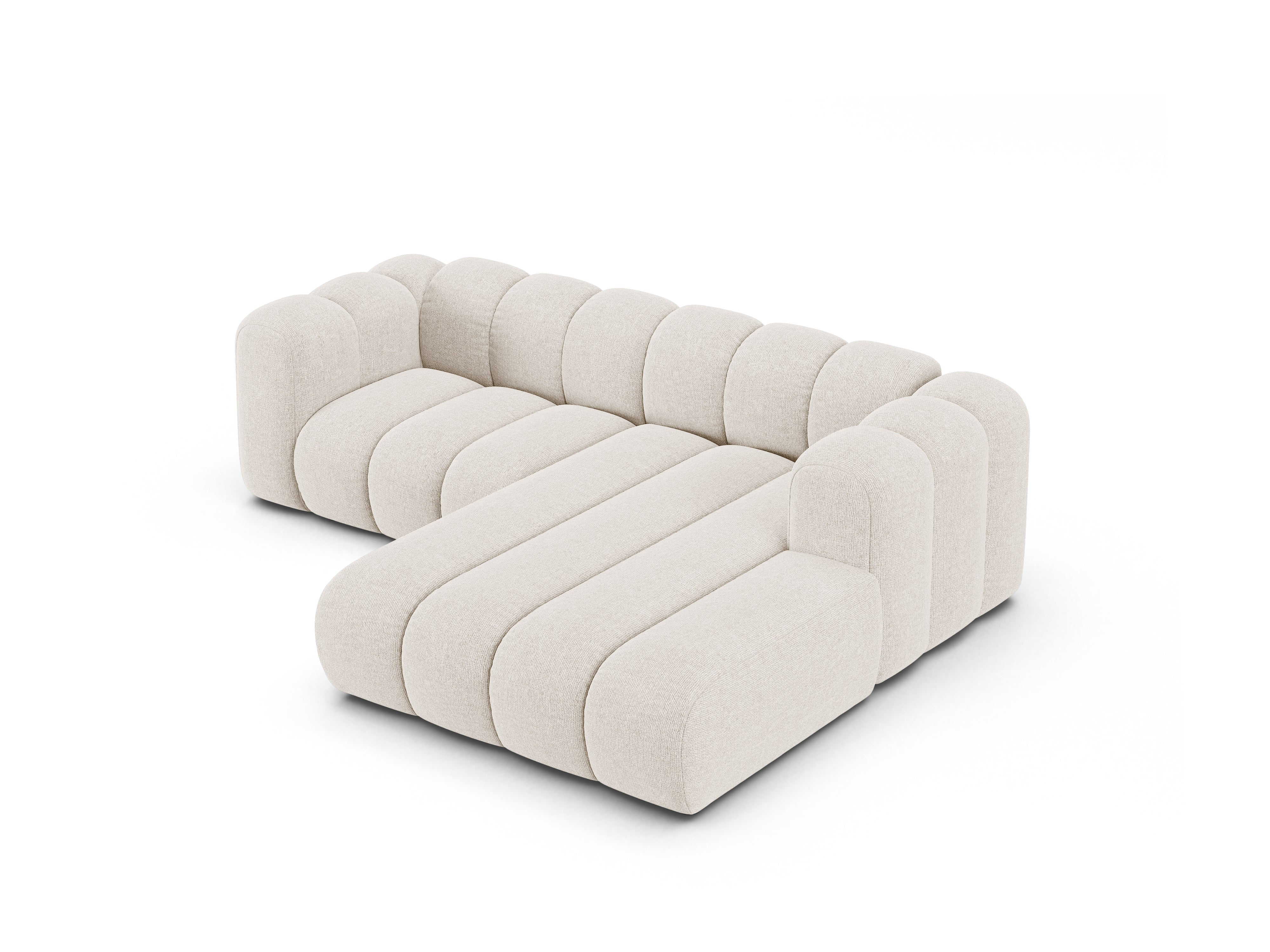 Right-facing 3-seater corner sofa LUPINE light beige chenille