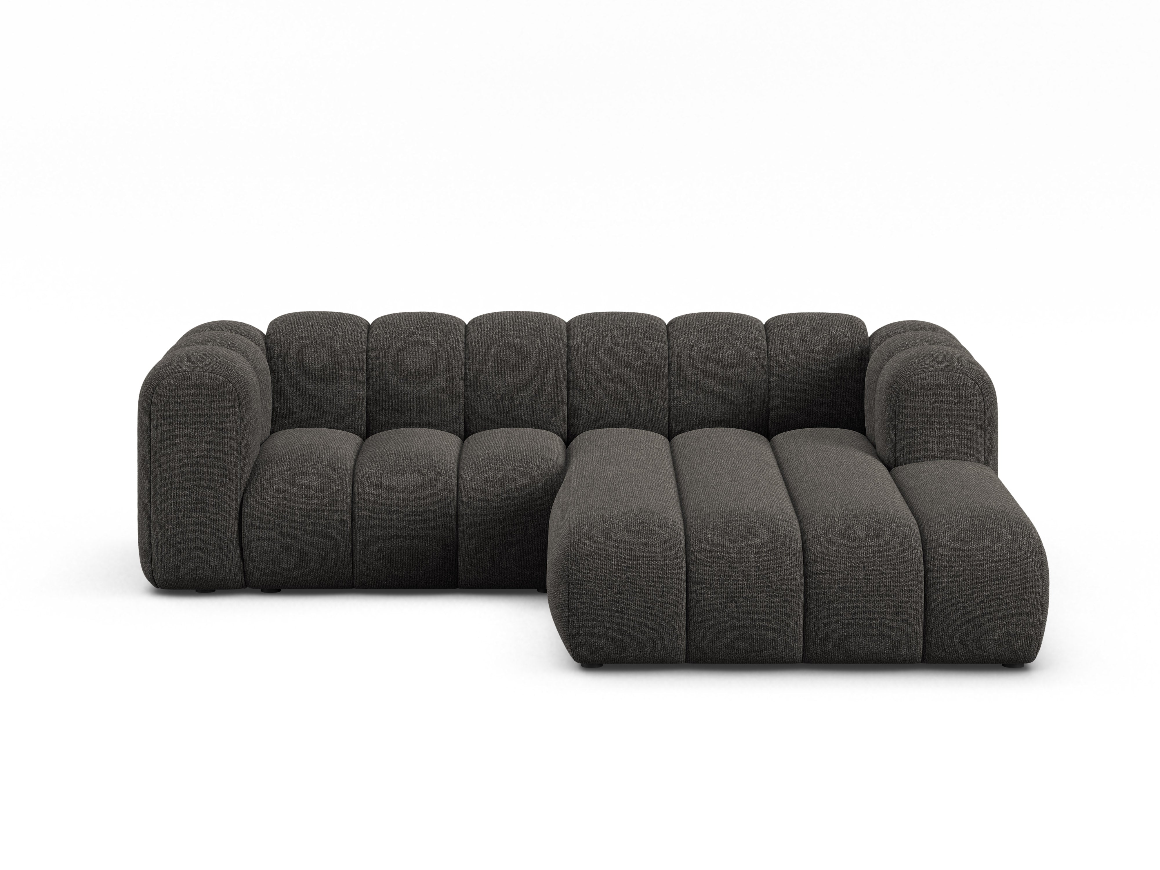 Right-facing 3-seater Corner Sofa LUPINE gray chenille