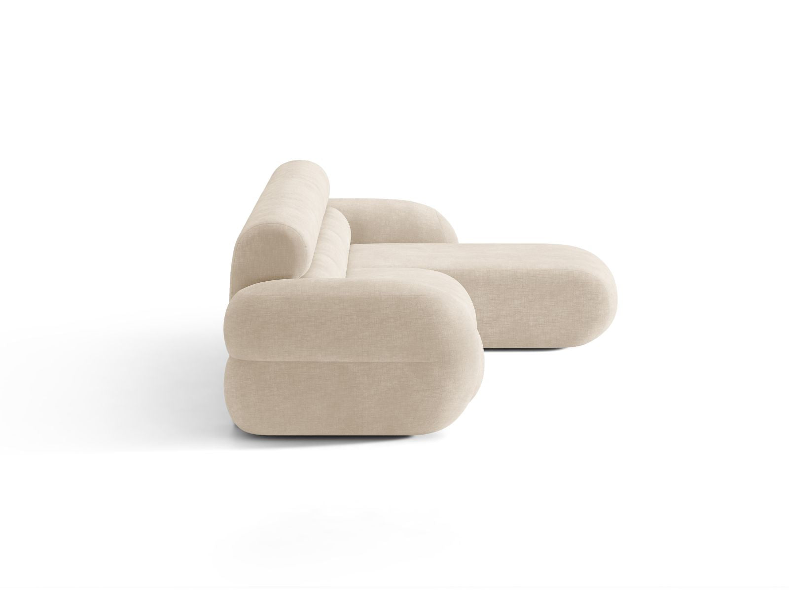 Right-facing corner sofa NEO in light beige chenille