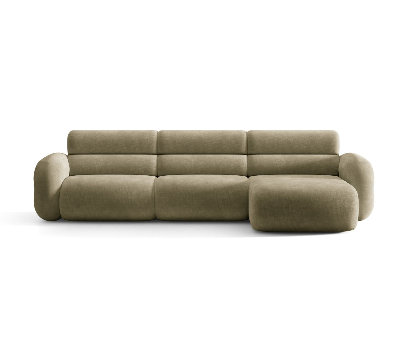 Right-facing NEO corner sofa in olive chenille