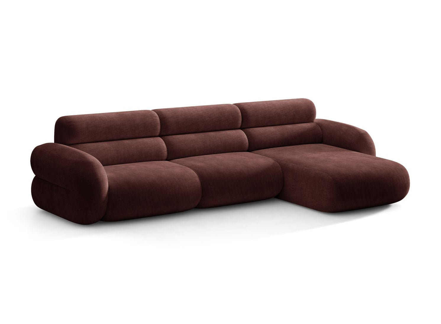 Right-facing NEO corner sofa in cherry chenille