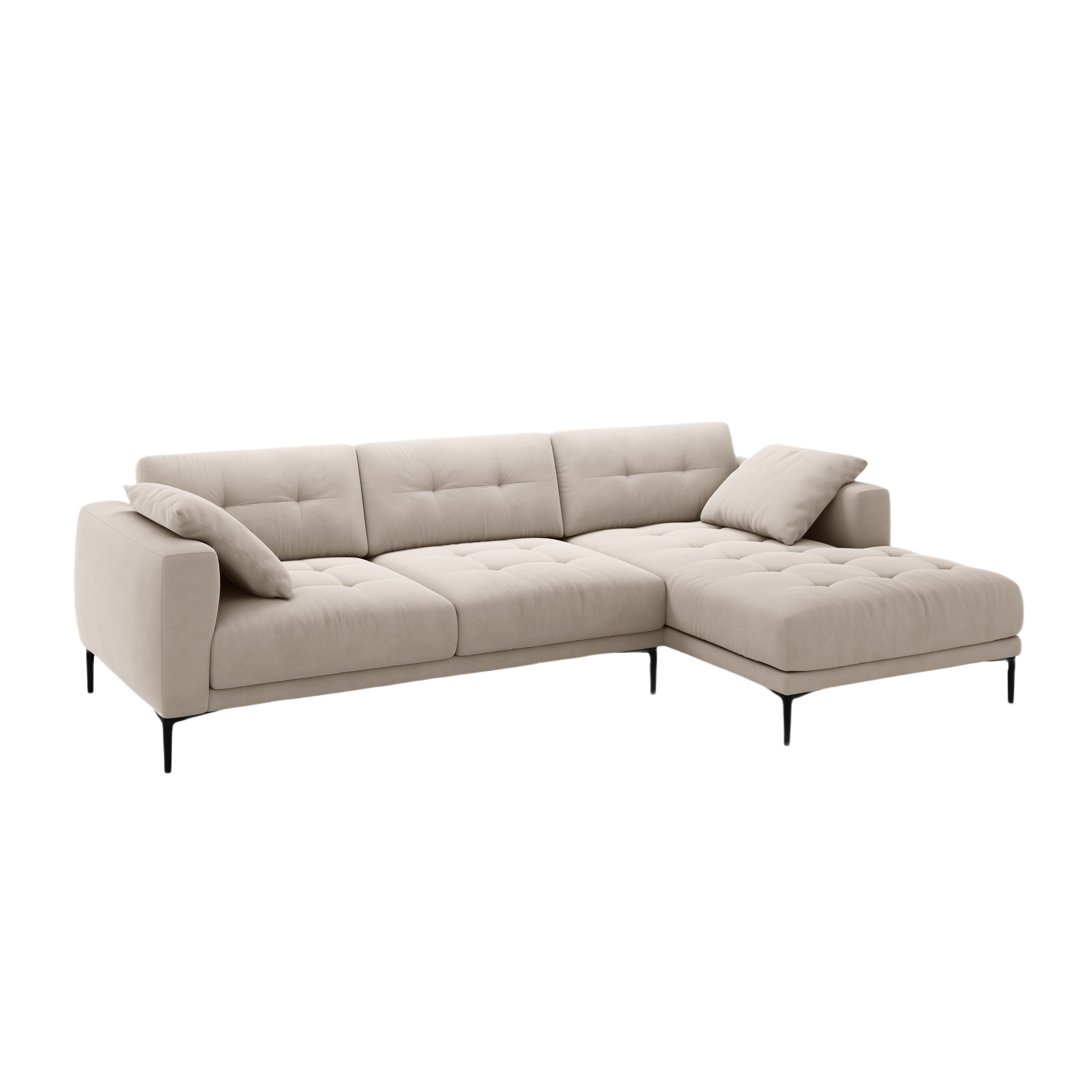 Samt-Ecksofa rechts BEMY beige