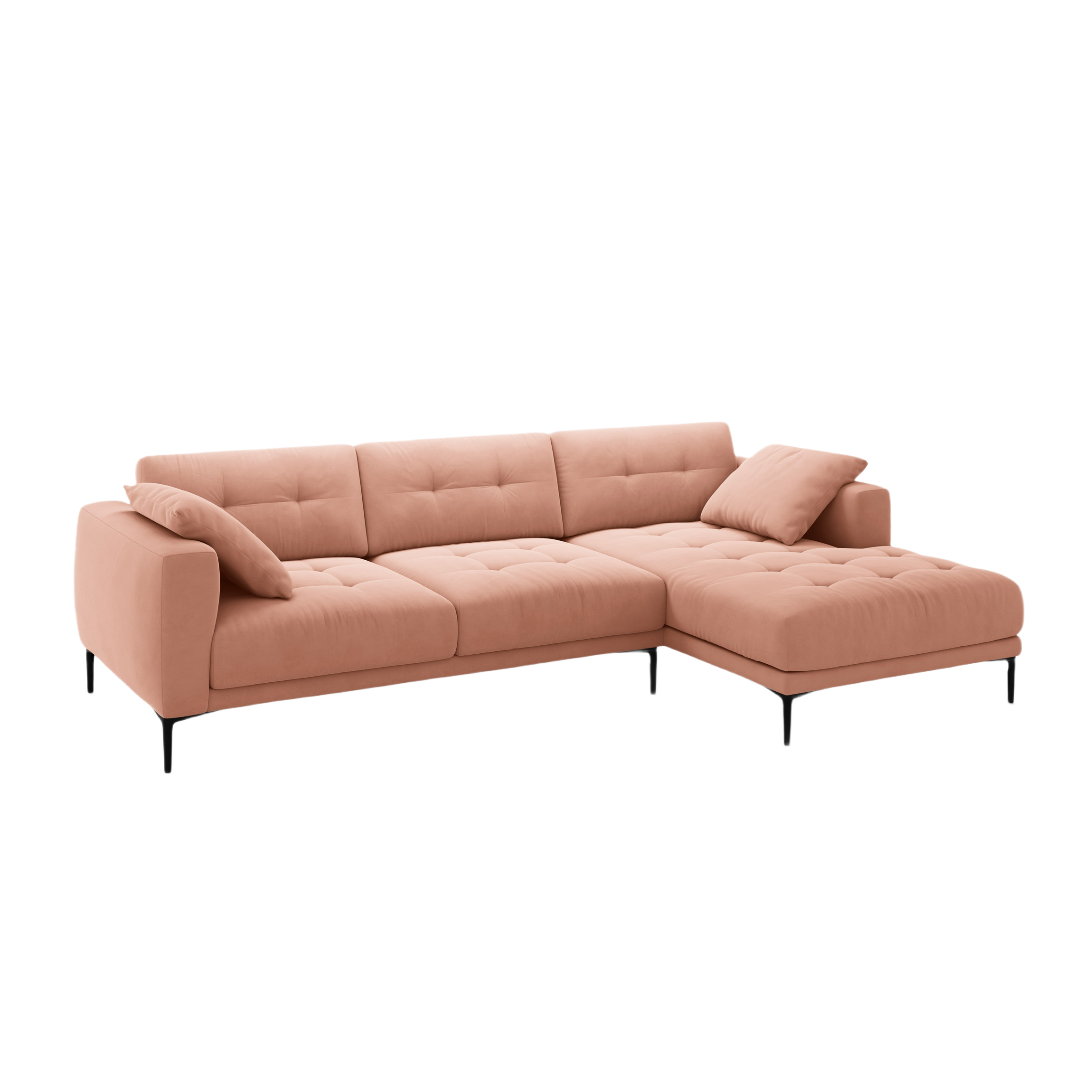 Right-facing velvet corner sofa BEMY pink