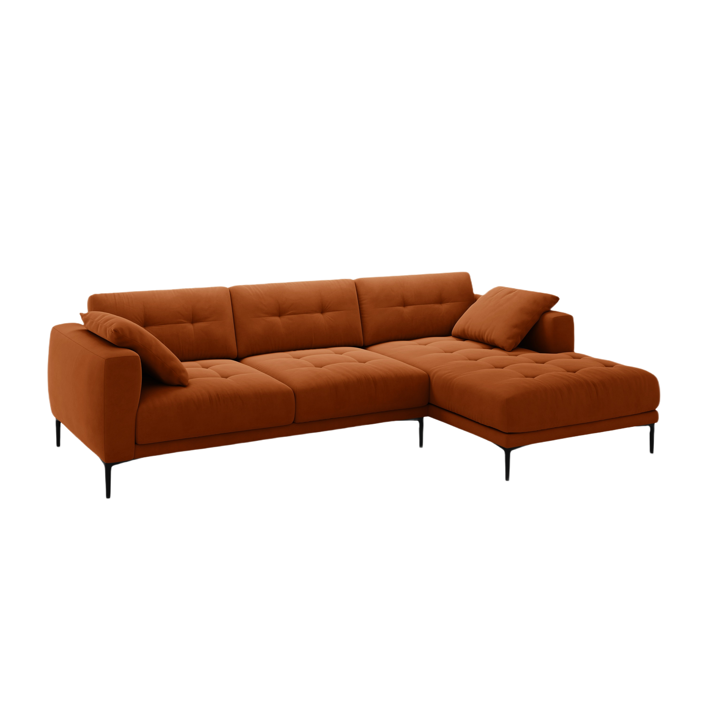 Velvet corner sofa right-sided BEMY terracotta