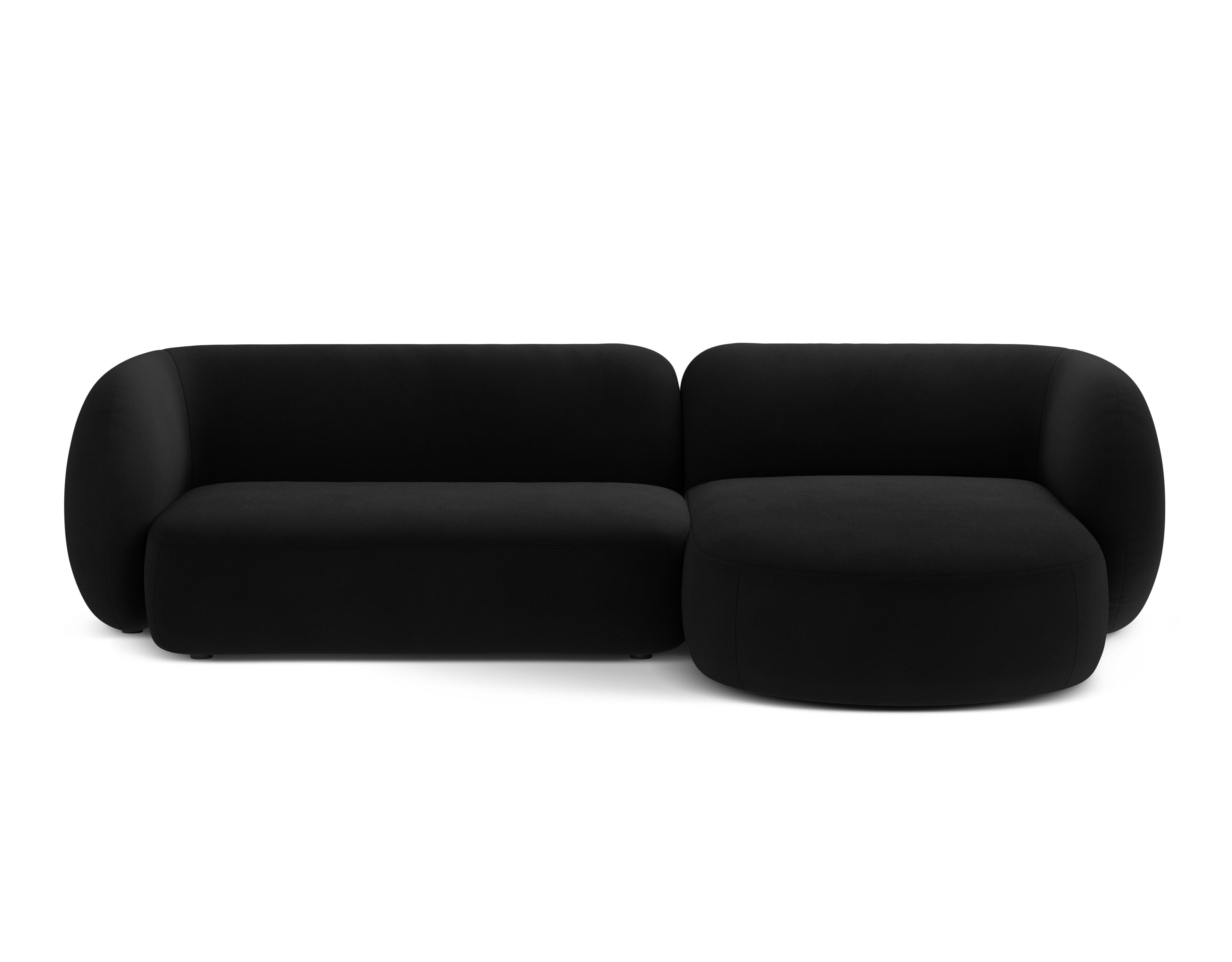 Kate Black Right-Hand Velvet Sofa for Three