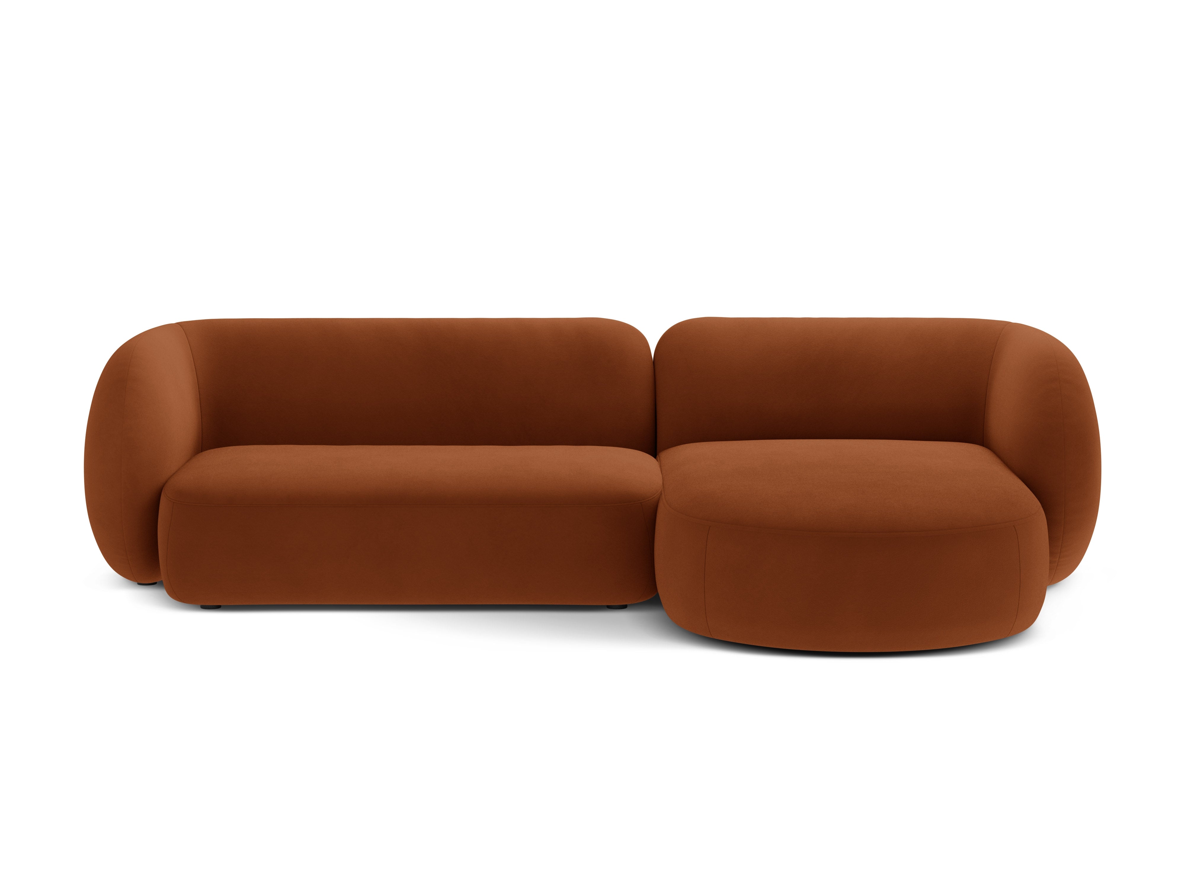 Right-facing velvet corner sofa 3-seater KATE terracotta