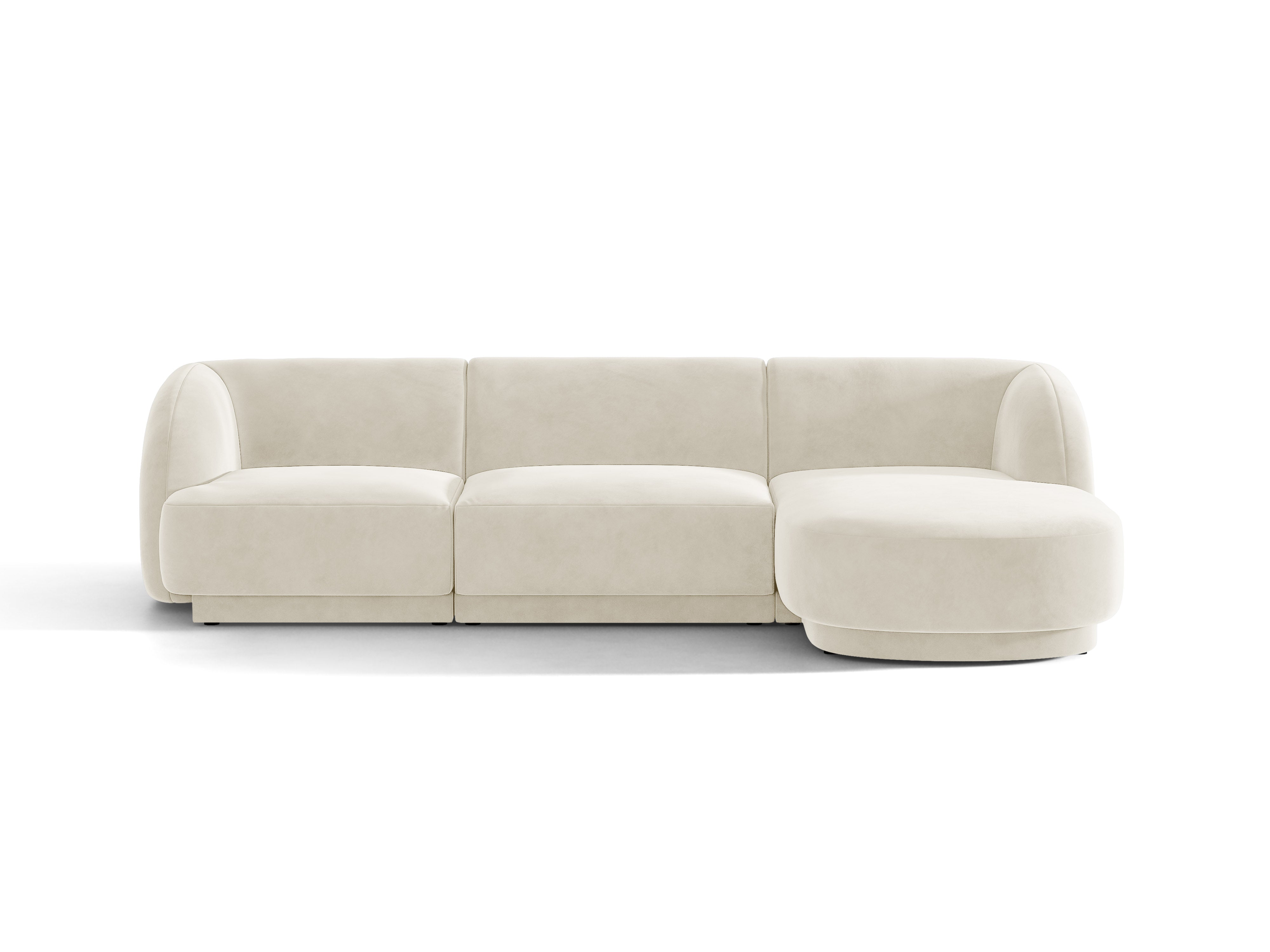 Velvet corner sofa for 4 people right-sided MILEY beige